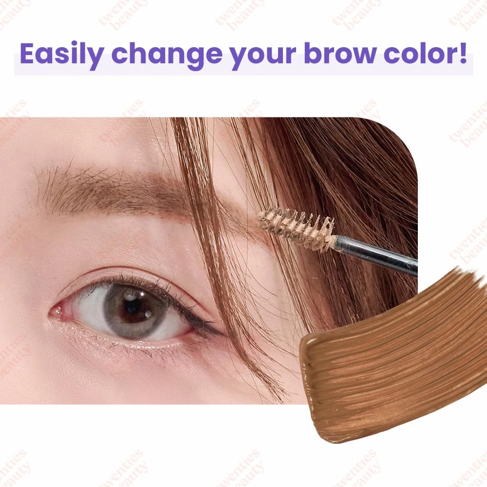 LALACHUU Square Dual Brow Pencil & Mascara - 2-in-1 Brow Definer with Long-Lasting, Smudge-Proof Hold, Nourishing Formula with Castor Seed Oil & Collagen - K-Beauty Made in Korea (Light Brown, 2.7g)