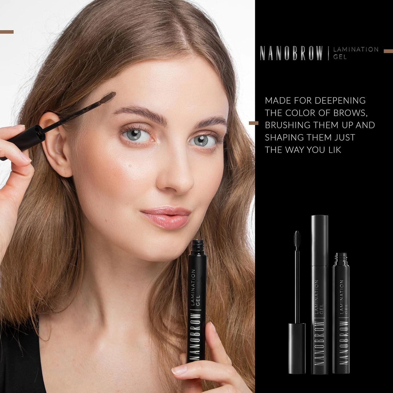 Lamination Gel - brow gel, Precisely styled and filled in brows (Black)