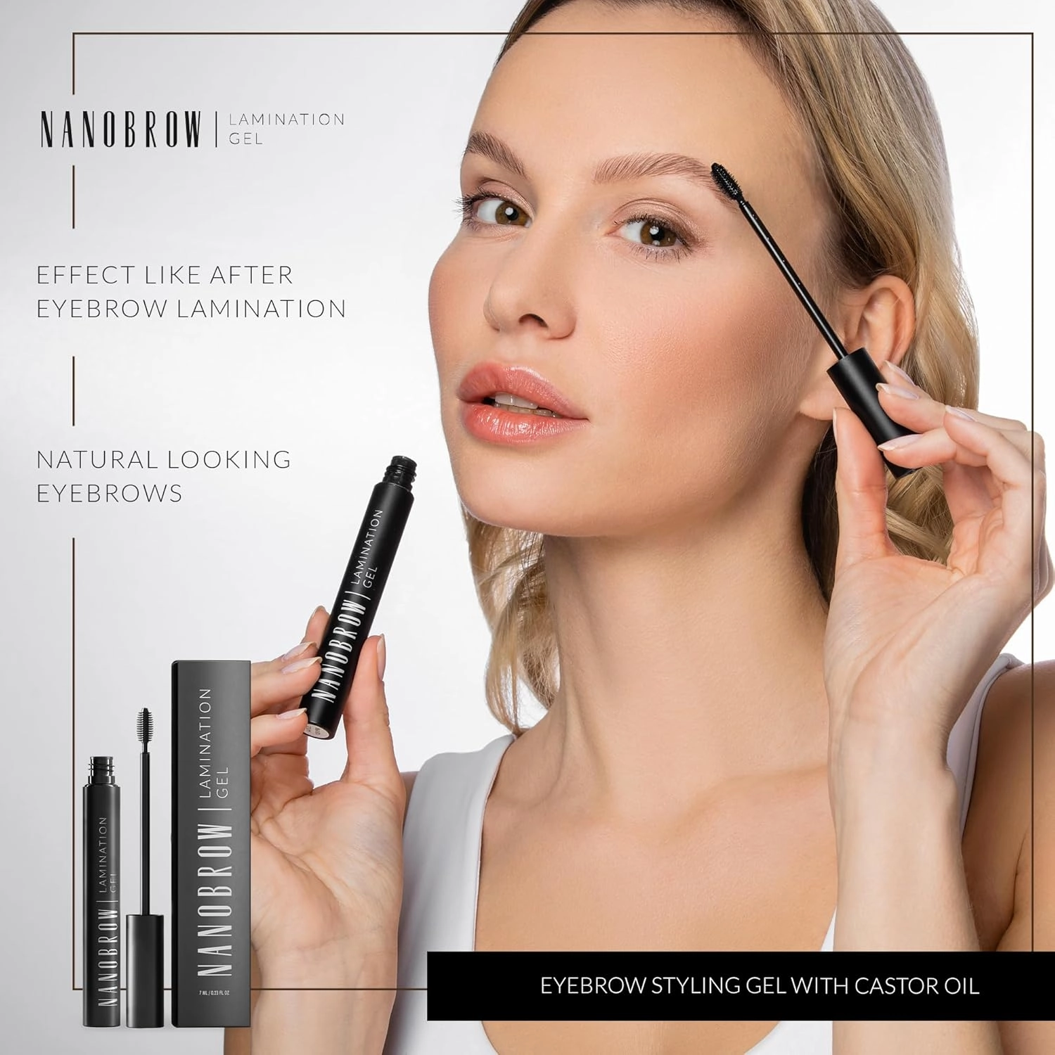 Lamination Gel - brow gel, Precisely styled and filled in brows (Black)