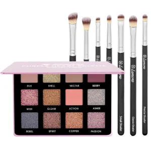 Lamora Eyeshadow Palette (Rose) with Eye Makeup Brush Set (Black)