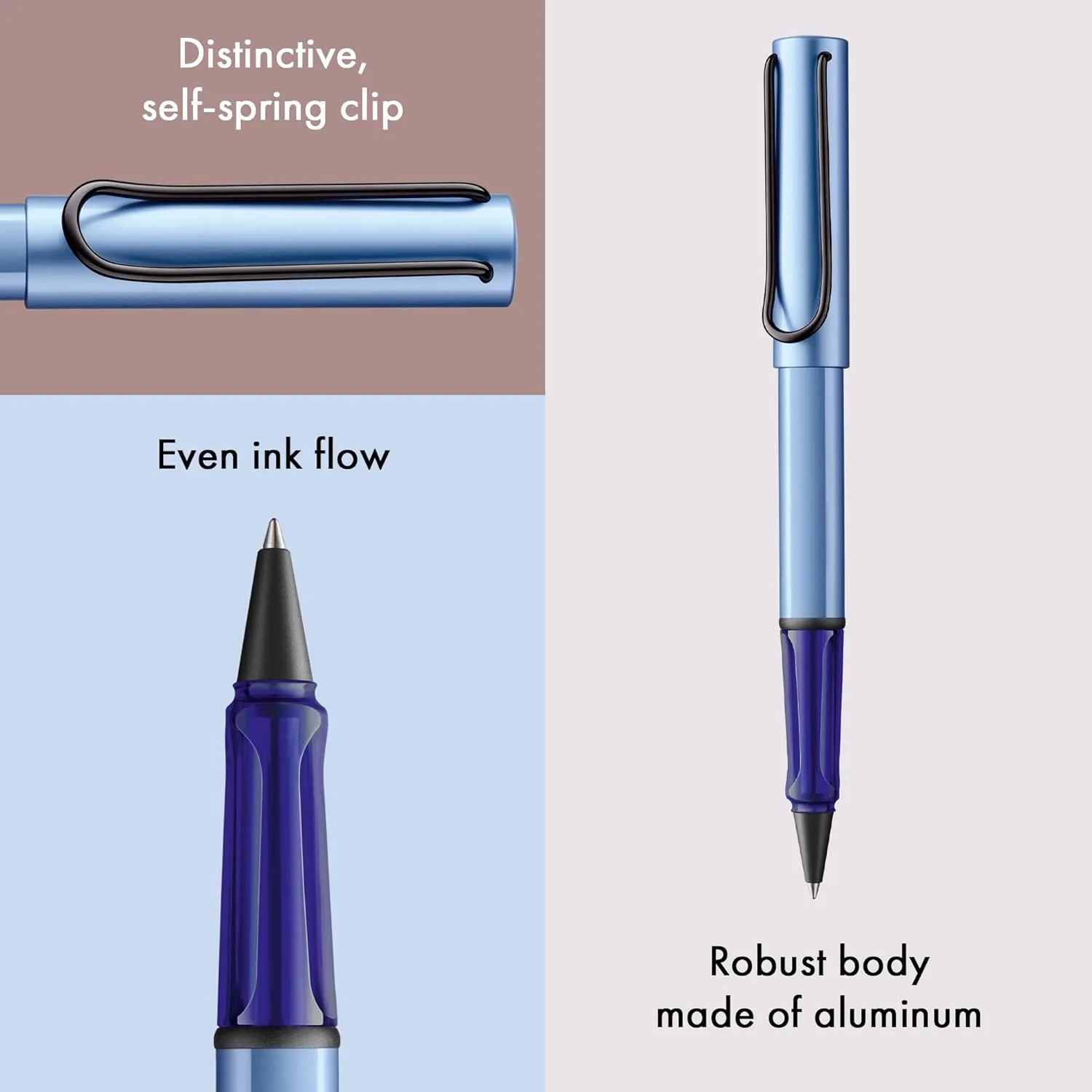 Lamy AL-star aquatic - Rollerball Pen pen with transparent, ergonomic grip & line width M - lightweight aluminum body - including rollerball refill M 63 in black
