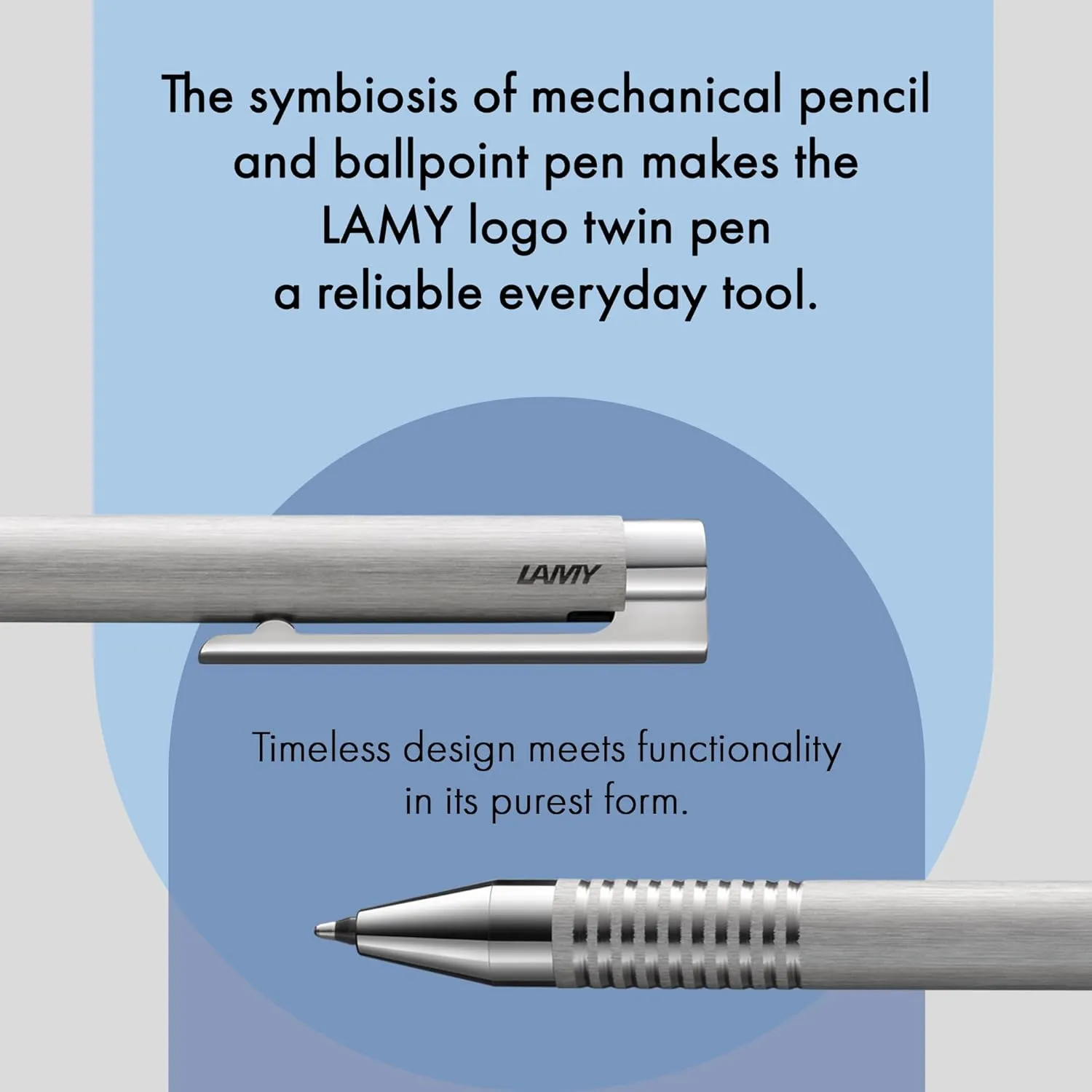 LAMY L606 Ballpoint Pen, Twin Pen, Logo, Hairline Matt, Stainless Steel, Genuine Imported Product