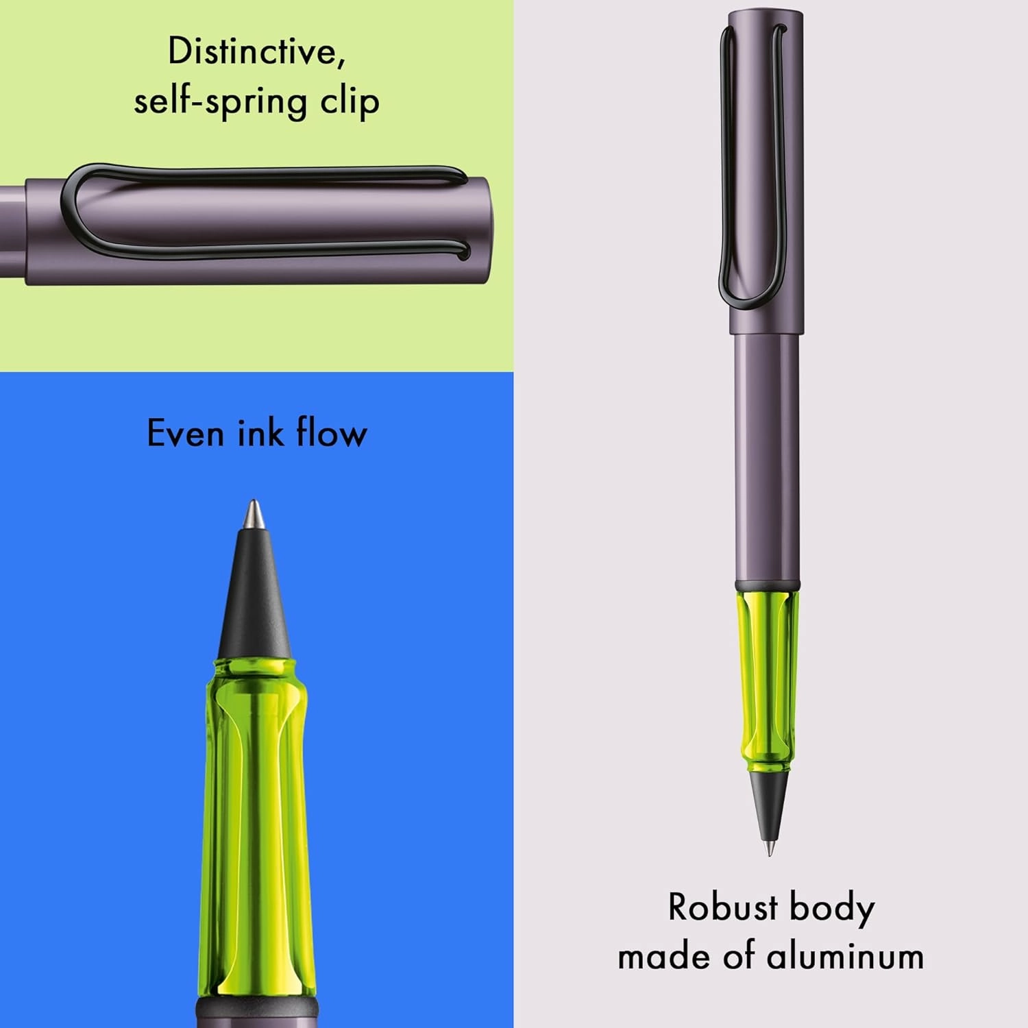 Lamy AL-star aubergine - Rollerball Pen pen with transparent, ergonomic grip & line width M - lightweight aluminum body - including rollerball refill M 63 in black