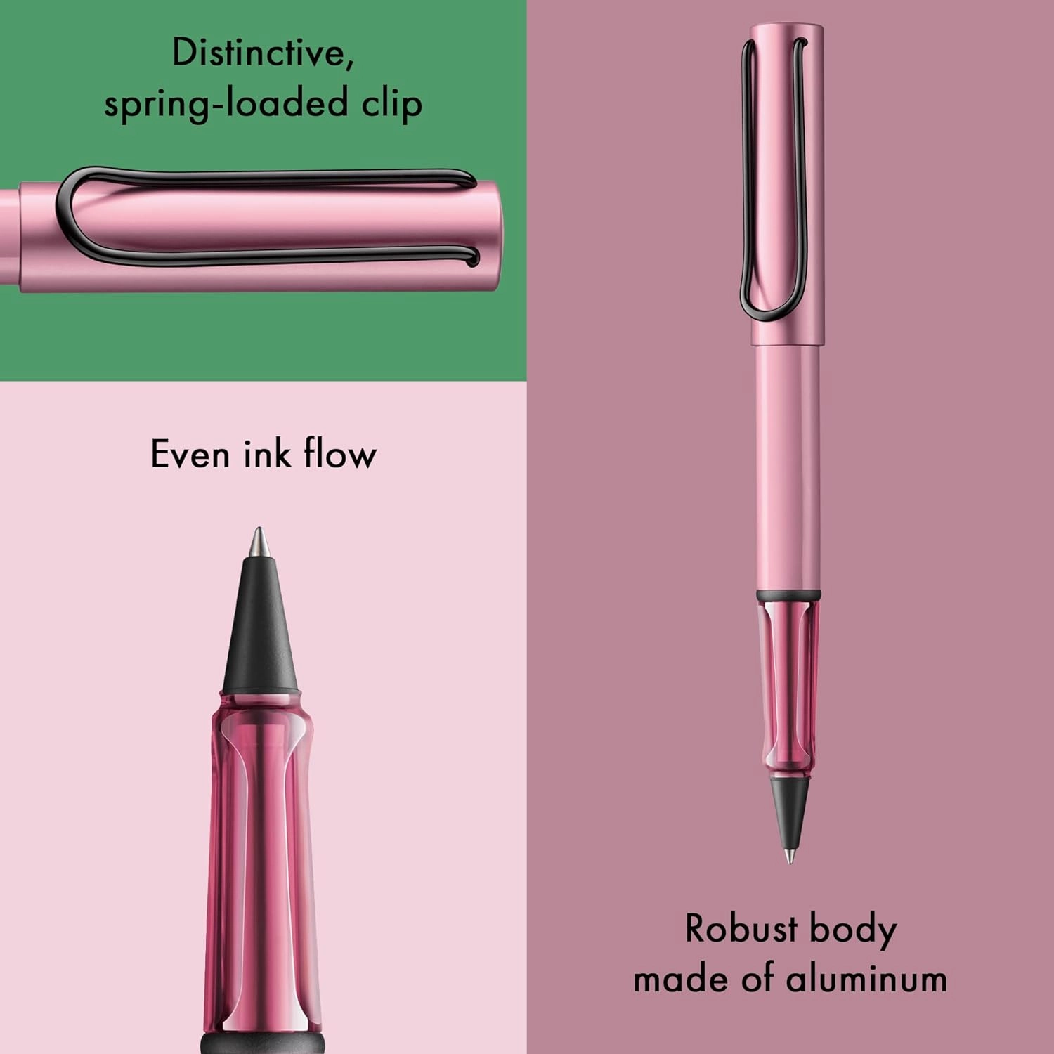 Lamy AL-star autumn pink - Rollerball Pen pen with transparent, ergonomic grip & line width M - lightweight aluminum body - including rollerball refill M 63 in black