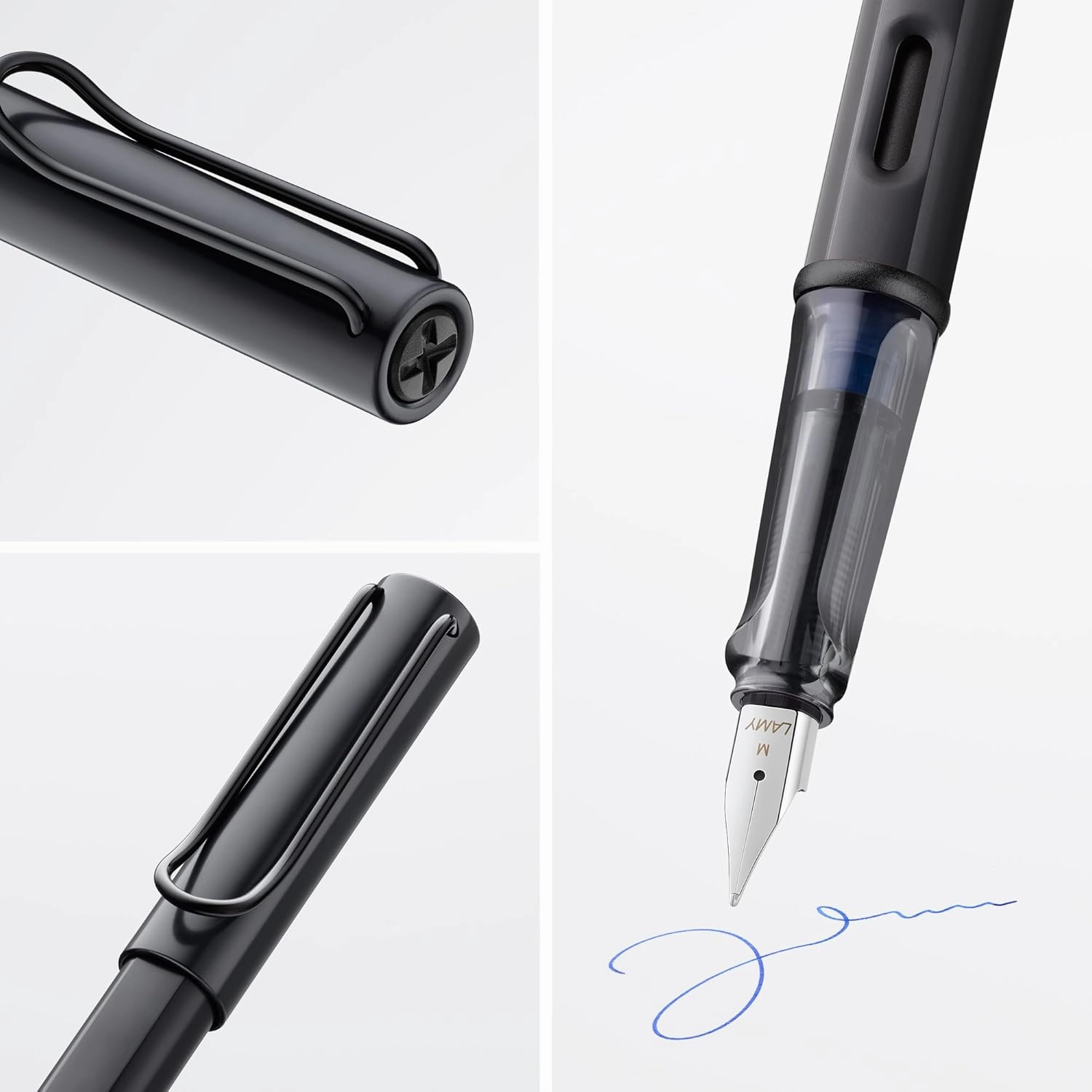 LAMY AL-star black - Fountain Pen with ergonomic grip & black steel nib in size M - lightweight aluminum body - including LAMY T 10 blue cartridge - Right-Handed