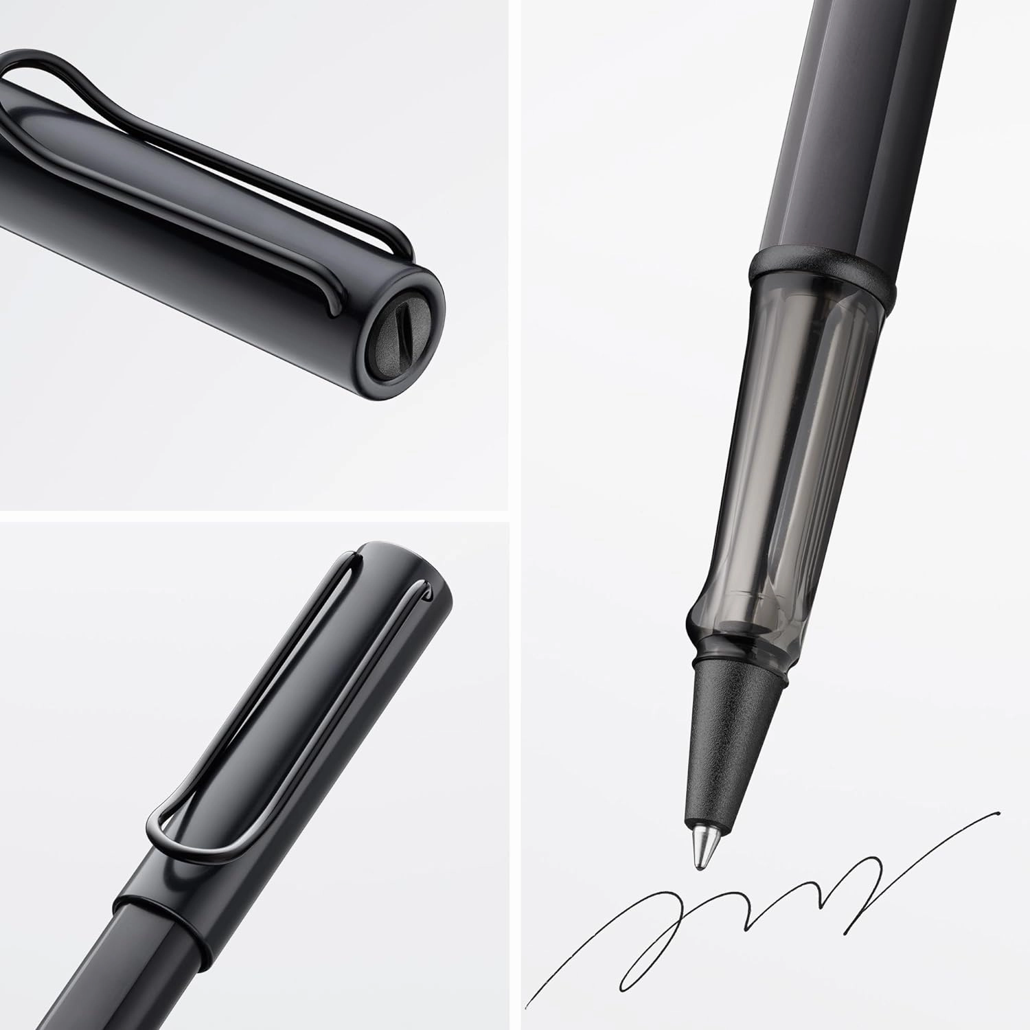 Lamy AL-star black - Rollerball Pen pen with transparent, ergonomic grip & line width M - lightweight aluminum body - including rollerball refill M 63 in black