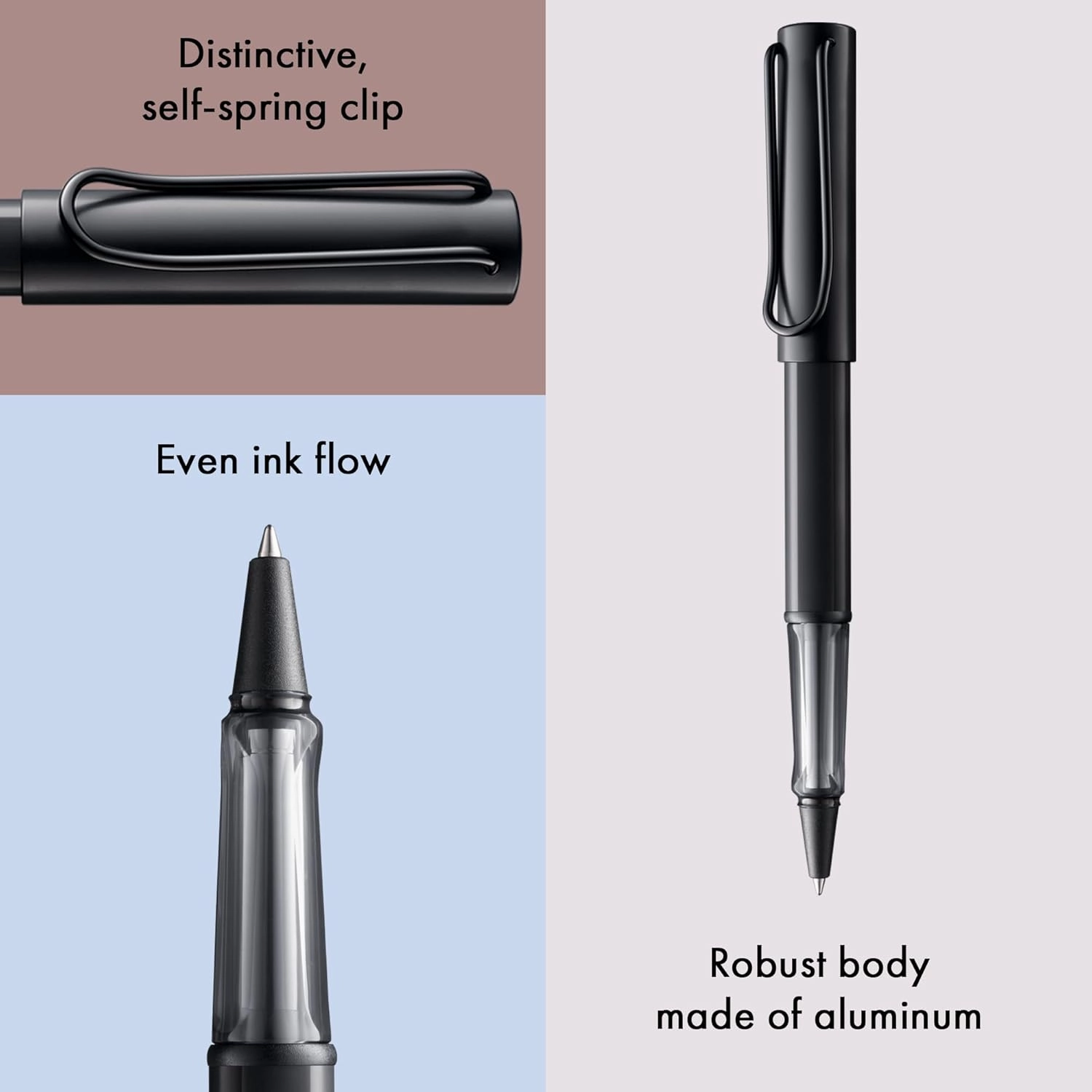 Lamy AL-star black - Rollerball Pen pen with transparent, ergonomic grip & line width M - lightweight aluminum body - including rollerball refill M 63 in black