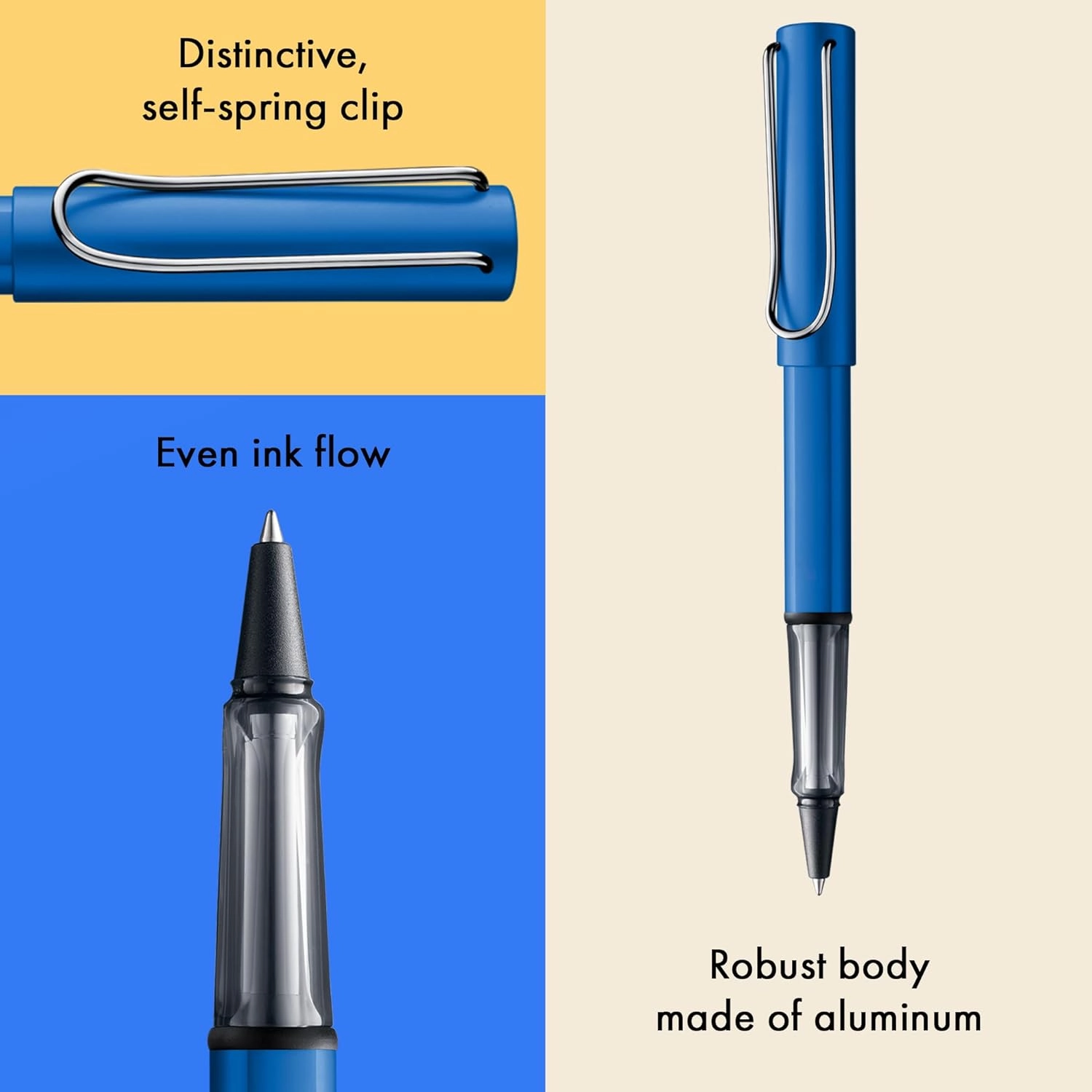 Lamy AL-star oceanblue - Rollerball Pen pen with transparent, ergonomic grip & line width M - lightweight aluminum body - including rollerball refill M 63 in black