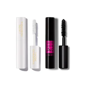 Lancôme Cils Booster XL Mascara Primer & Monsieur Big Volumizing Black Mascara Duo - Voluminizing & Priming Travel Size Makeup Set - For Instant False Lash Look & Big Volume