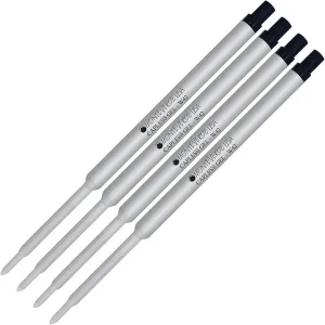 Lanier Combo Pack - 4 Pack - Monteverde® Capless Ballpoint W42 Gel Ink Refill Compatible with Most Waterman® Style Ballpoint Pens - Black (Fine Tip 0.6mm)