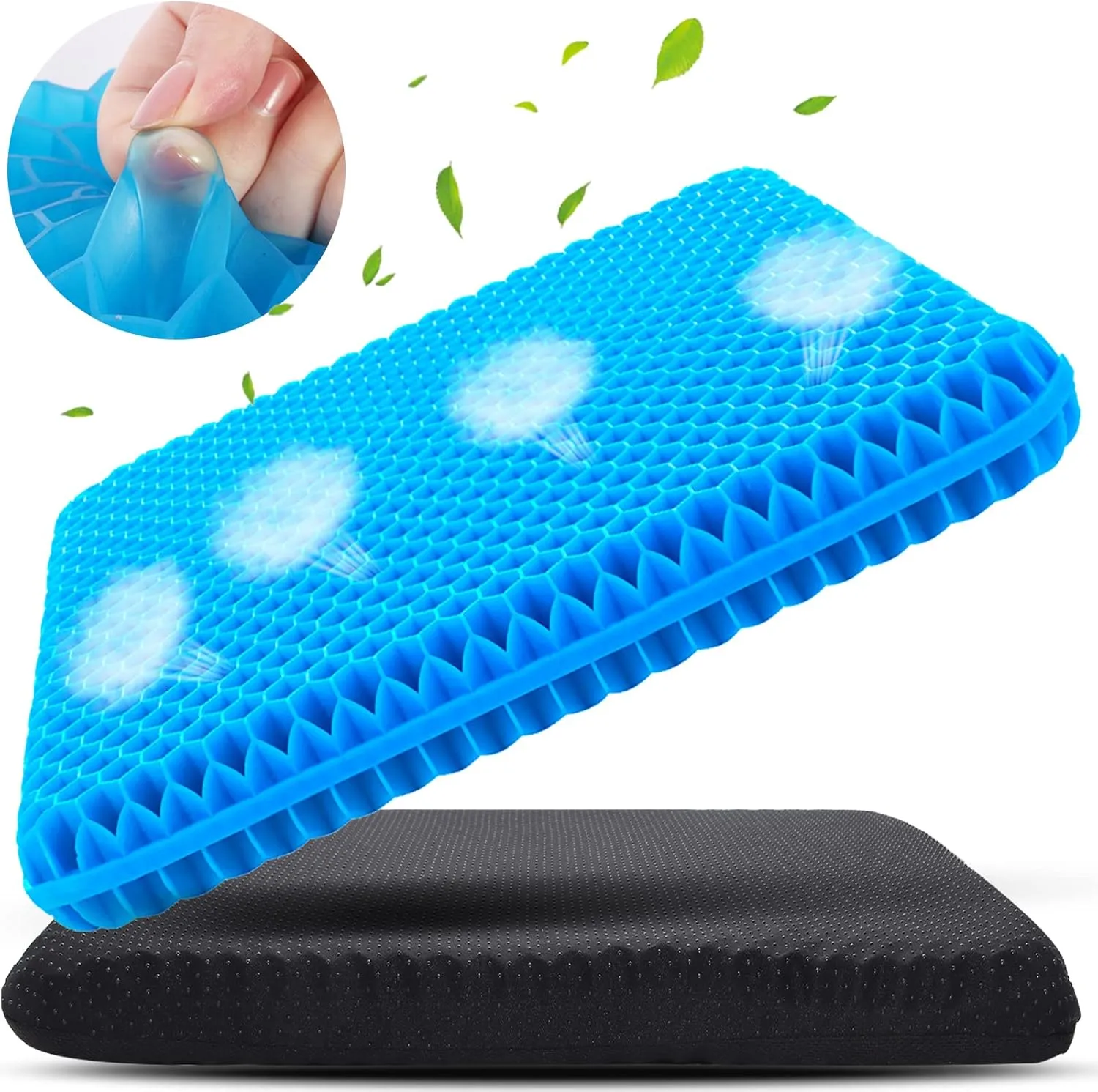 Large Gel Seat Cushion for Long Sitting (Super Large & Thick), Soft & Breathable, Gel Cushion for Wheelchair Reduce Sweat, Gel Chair Cushion for Hip Pain, Gel Seat Cushion for Office Chair