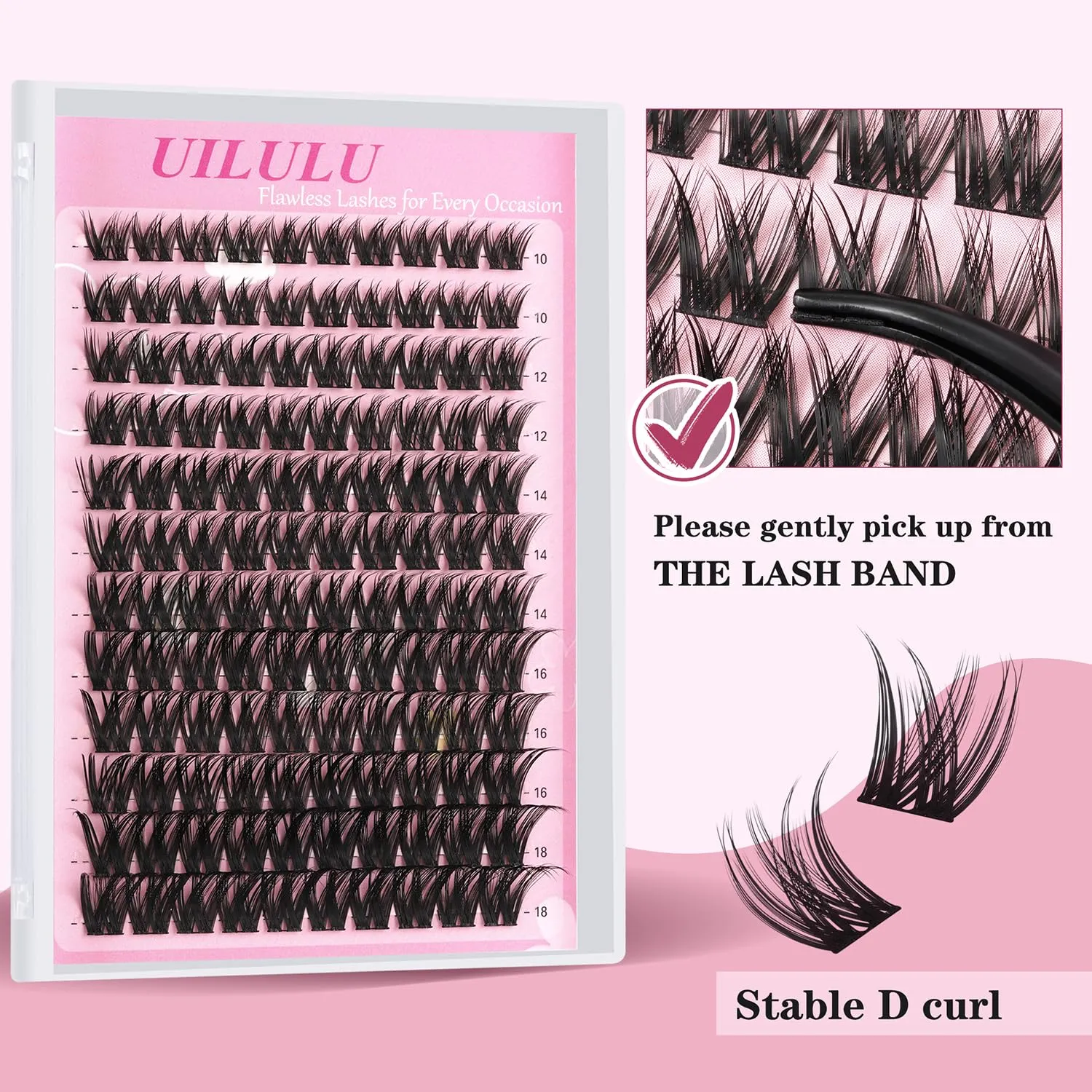 Lash Clusters 10-18mm Mix D Curl Eye Lashes Wispy Lash Clusters False Eyelash Clusters DIY Eyelash Extensions Individual Cluster Lashes (U13 Lashes Only)
