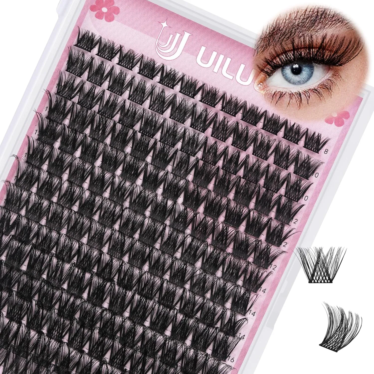 Lash Clusters D Curl Individual Lashes 0.07D 8-18 MIX 168 Eyelashes Clusters Lashes DIY Lash Extensions at Home False Lashes Wide Band Wispy Eye Lash Clusters(U04, 8-18mix)
