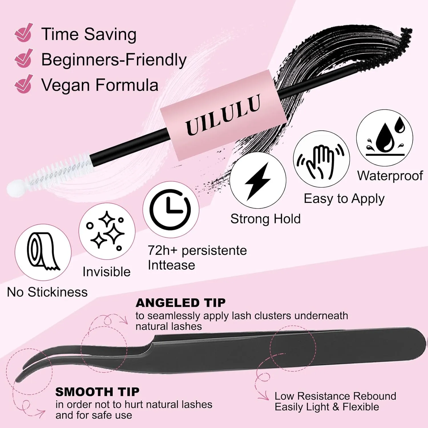 Lash Clusters Kit 10-18mm DIY Eyelash Extensions Kits 132 D Curl - 0.07D Individual Eyelashes Natural False Lashes Bond and Seal Remover Tweezers for Eye Lash Set at Home