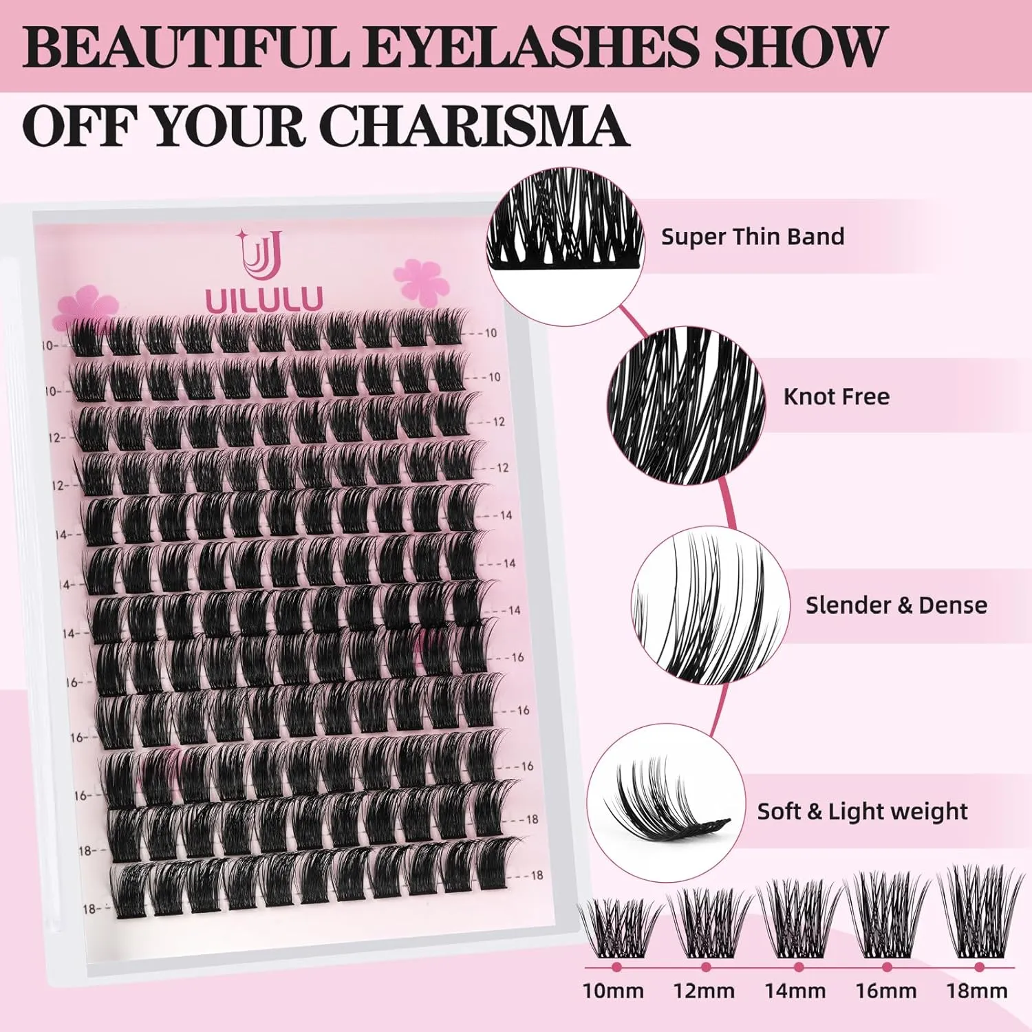 Lash Clusters Kit 10-18mm DIY Eyelash Extensions Kits 132 D Curl - 0.07D Individual Eyelashes Natural False Lashes Bond and Seal Remover Tweezers for Eye Lash Set at Home