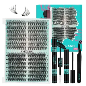 Lash Clusters Kit 280pcs DIY Eyelash Clusters Kit,Individual Lashes Kit 30D 40D D Curl with Lash Bond and Seal, Lash Glue Remover, Lash Tweezers for Lashes Clusters Extension Kit(9-18mm,D-MIX kit)