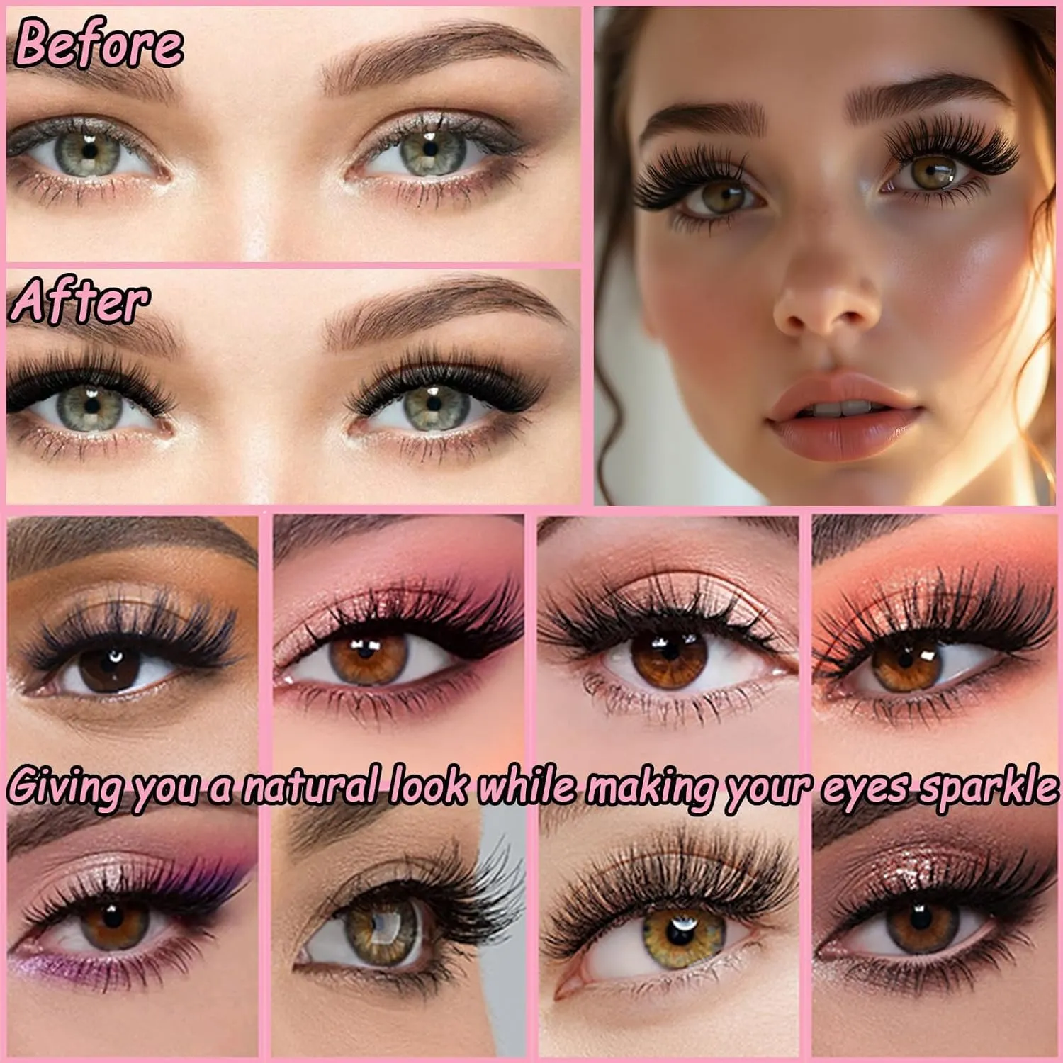 Lash Clusters Kit, 640 Pcs Eyelashes Clusters Extensions Kit 9-16mm Individual Lashes D Curl Flufffy Wispy False Eyelashes Thin Band, with Bond Seal Remover Tweezers Brush DIY (40D 50D Kit 9-16mm)