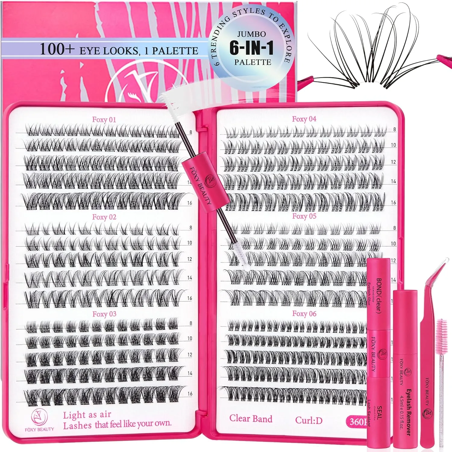 Lash Clusters Kit - Lash Clusters Clear Band Eyelash Clusters Natural Look Lash Extension Kit with Bond and Seal Invisible Band Lashes 0.07D WideSpan Cluster Eyelash Extension DIY at Home