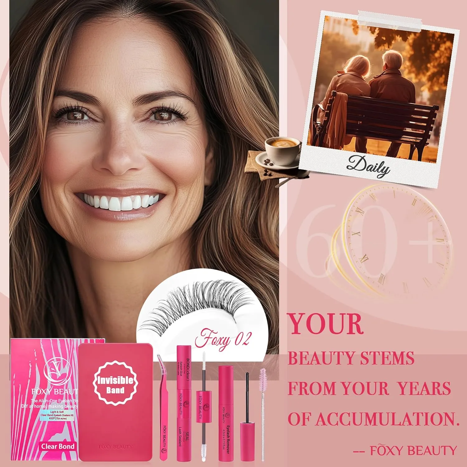Lash Clusters Kit - Lash Clusters Clear Band Eyelash Clusters Natural Look Lash Extension Kit with Bond and Seal Invisible Band Lashes 0.07D WideSpan Cluster Eyelash Extension DIY at Home