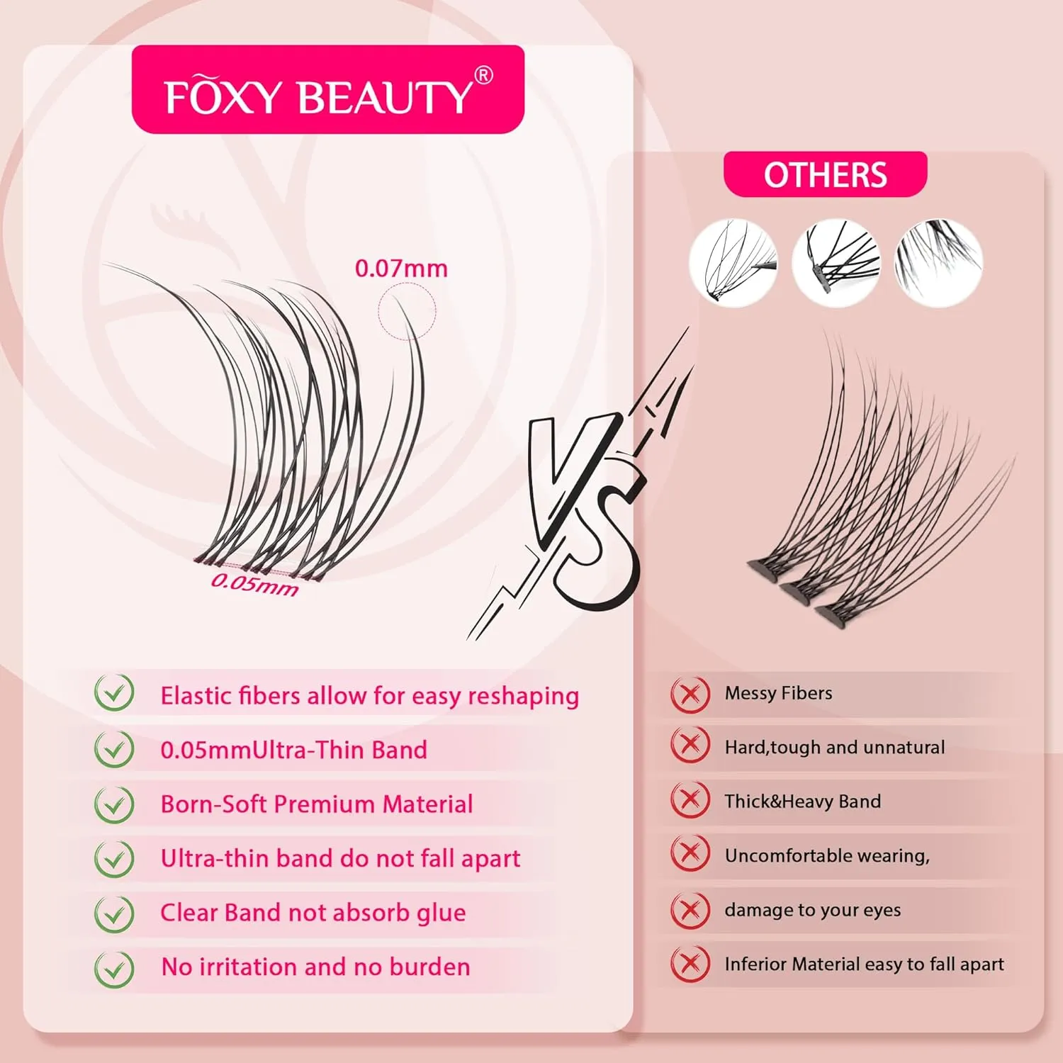 Lash Clusters Kit - Lash Clusters Clear Band Eyelash Clusters Natural Look Lash Extension Kit with Bond and Seal Invisible Band Lashes 0.07D WideSpan Cluster Eyelash Extension DIY at Home