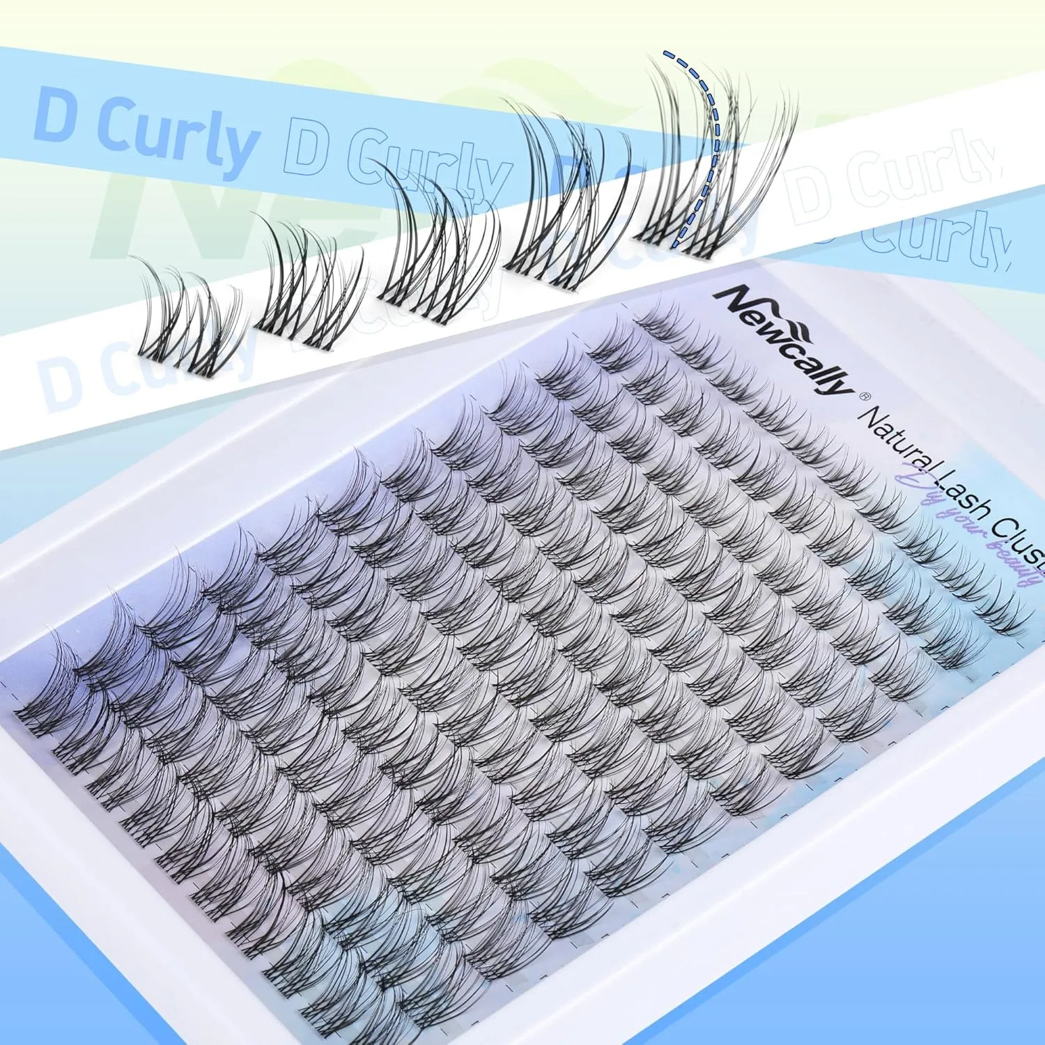 Lash Clusters Kit Natural Wispy DIY Eyelash Extension Kit 8-16MM Eyelash Clusters Kit D-curly Lash Extension Kit Thin Invisible Lash Band Individual Lashes Kit by Newcally