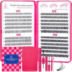 Lash Clusters - Lash Clusters Kit Lash Extension Kit with Lash Bond and Seal Cluster Eyelash Extensions Eyelash Clusters 20D30D40D50D-0.07D Lashes Clusters Eyelash Extension Kit DIY at Home Eyelashes