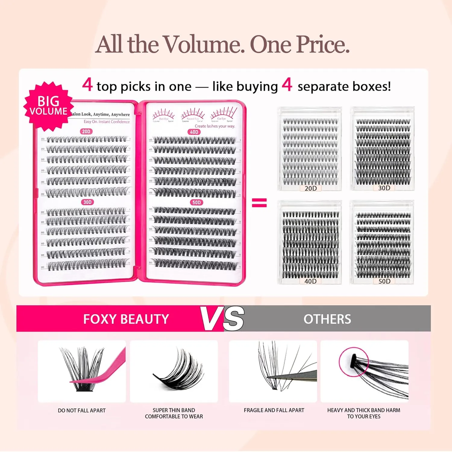 Lash Clusters - Lash Clusters Kit Lash Extension Kit with Lash Bond and Seal Cluster Eyelash Extensions Eyelash Clusters 20D30D40D50D-0.07D Lashes Clusters Eyelash Extension Kit DIY at Home Eyelashes