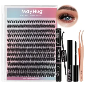 Lash Extension Kit 144 Pcs, 3D Lash Clusters 8-18/D Curl Wispy Lash Clusters with 10ml Bond and Seal Waterproof, 5ml Lash Remover, Lash Tweezers Eyelash Extensions Kit at Home (Prism Kit)