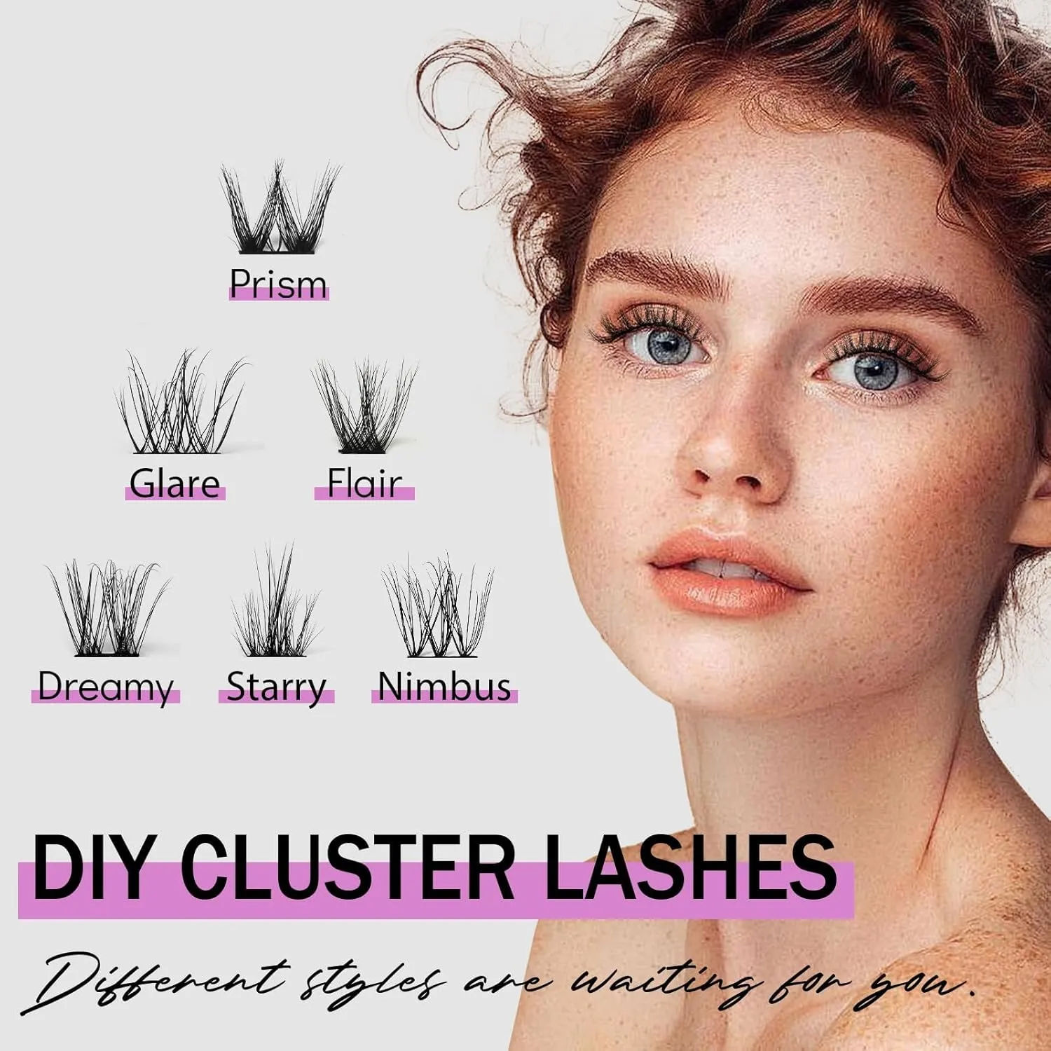 Lash Extension Kit 144pcs, 3D Lashes Clusters with 10ml Bond and Seal, 5ml Lash Remover, Lash Tweezers, Easy DIY Cluster Eyelash Extensions Kit at Home (Dreamy Kit)