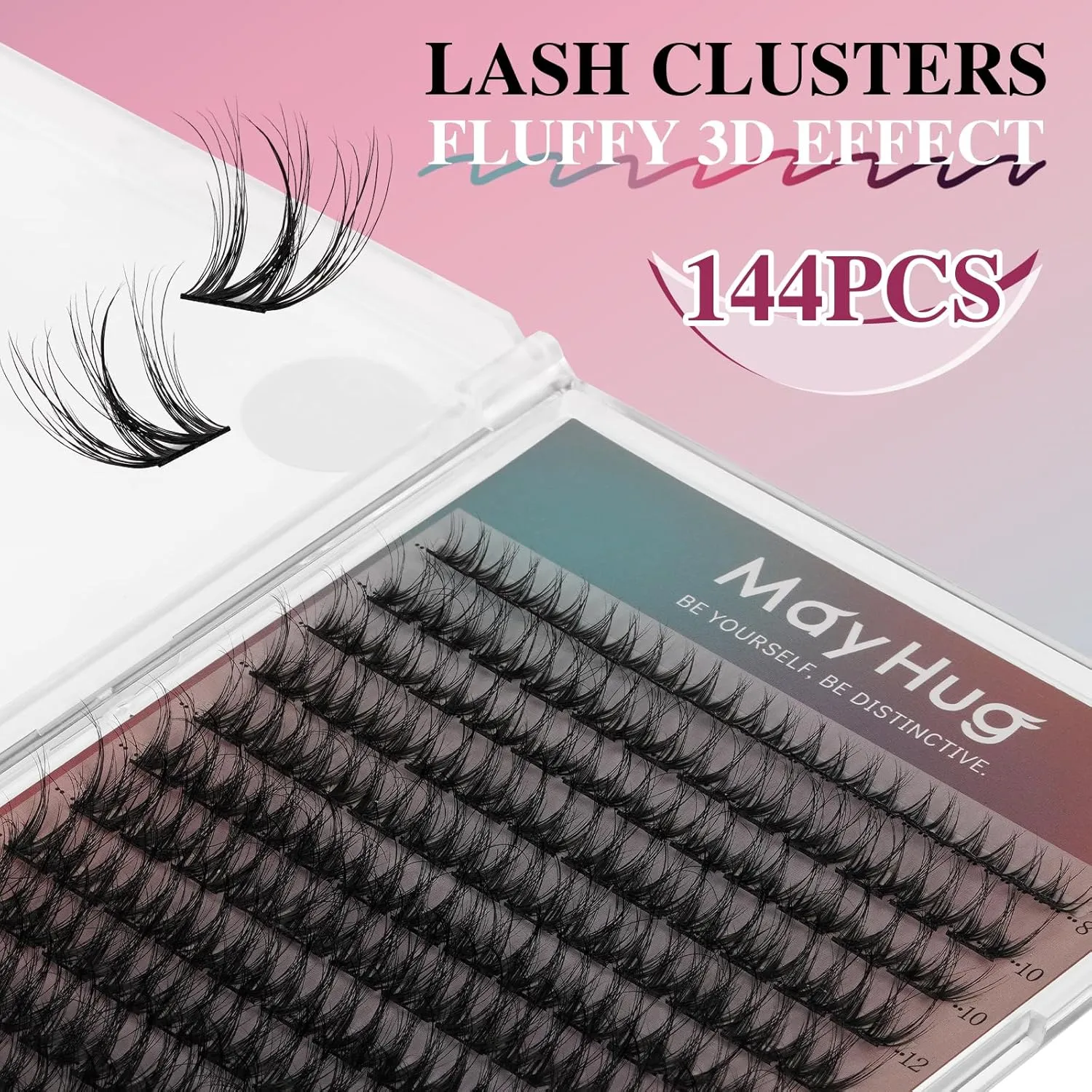 Lash Extension Kit 144pcs, 3D Lashes Clusters with 10ml Bond and Seal, 5ml Lash Remover, Lash Tweezers, Easy DIY Cluster Eyelash Extensions Kit at Home (Dreamy Kit)