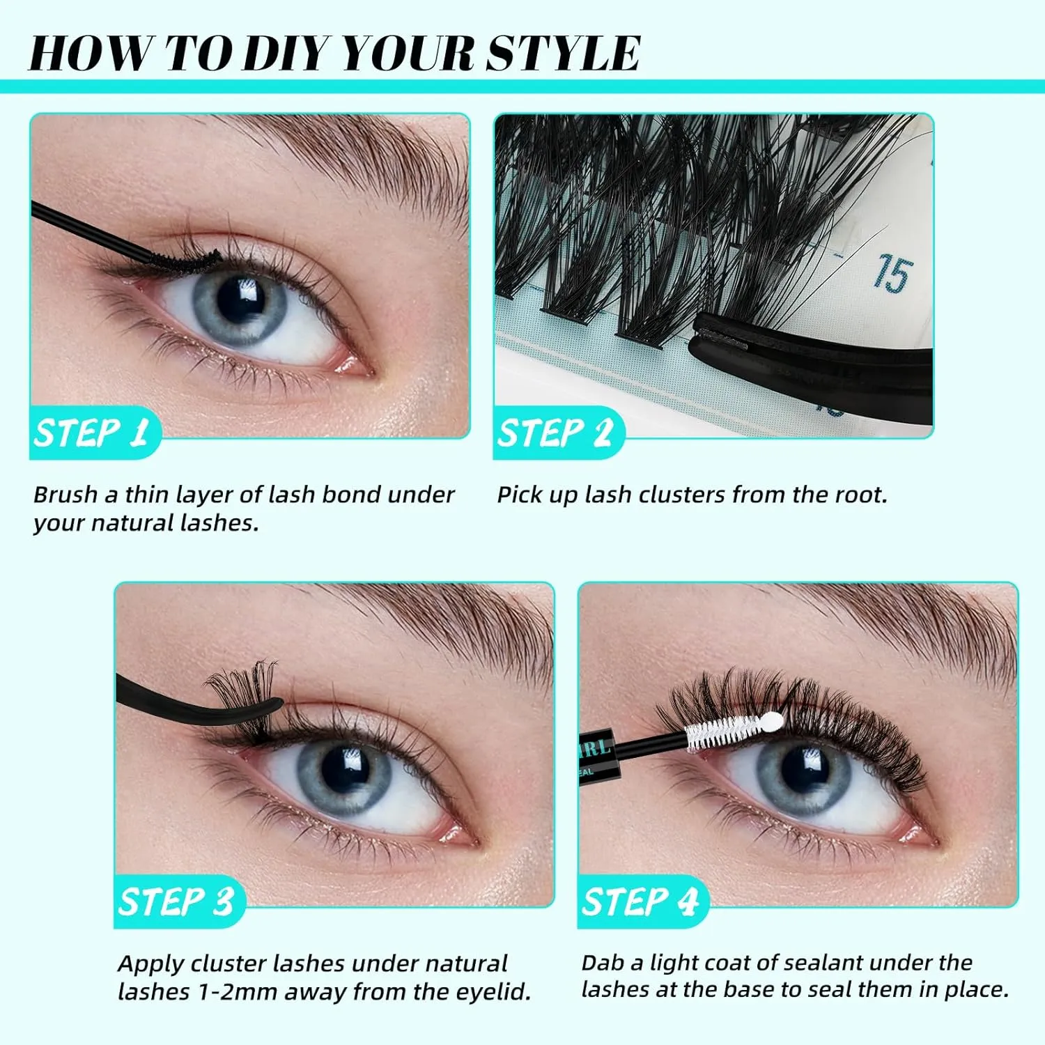 Lash Extension Kit 320Pcs,DIY Individual Lashes Clusters Kit,Lash Bond And Seal,Lash Remover For Eyelashes Extensions,Lash Applicator Tool For False Eyelash Cluster Kit At Home(40D50D,D-Mix9-16mmKit)