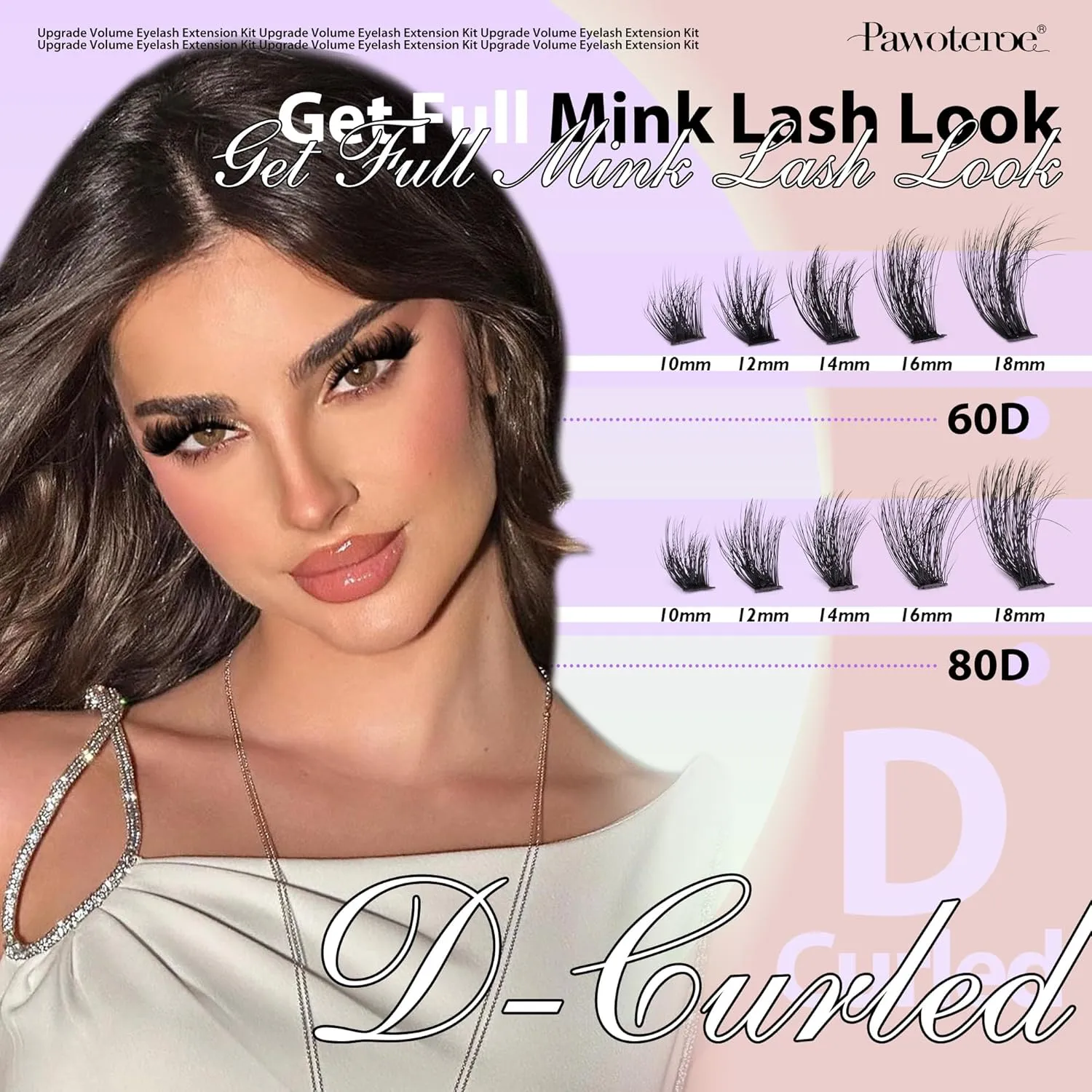 Lash Extension Kit DIY Full Thick Lash Clusters Eyelash Extension Kit 280pcs Individual Lashes Kit with Lash Bond and Seal, Lash Remover, Lash Tweezers for Self Use (Mink 60D&80D, 10-18mm, All Kit)