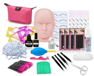Lash Extension Kit, Missicee Eyelash Extension Kit Professional Eyelash Extension Training Kit for Beginners Eyelashes Grafting Practice Tools with Mannequin Head,Individual Eye Lashes Glue Tweezers