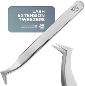 Lash Extension Tweezers – Precision Curved Applicator Tool for Eyelashes, False Lashes, and Mink Extensions – Professional Stainless Steel Tweezer for Beauty Technicians – Silver