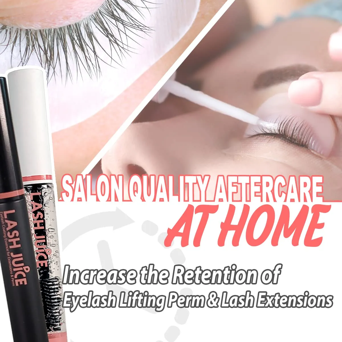 Lash Juice by Amber Lash, 3-in-1 Coating Essence and sealant for Eyelashes with Extensions and or Lift Perm, Protect and Nourish to Promote Healthy Eyelash 10ml / 0.34 fl oz Total(Double Take)