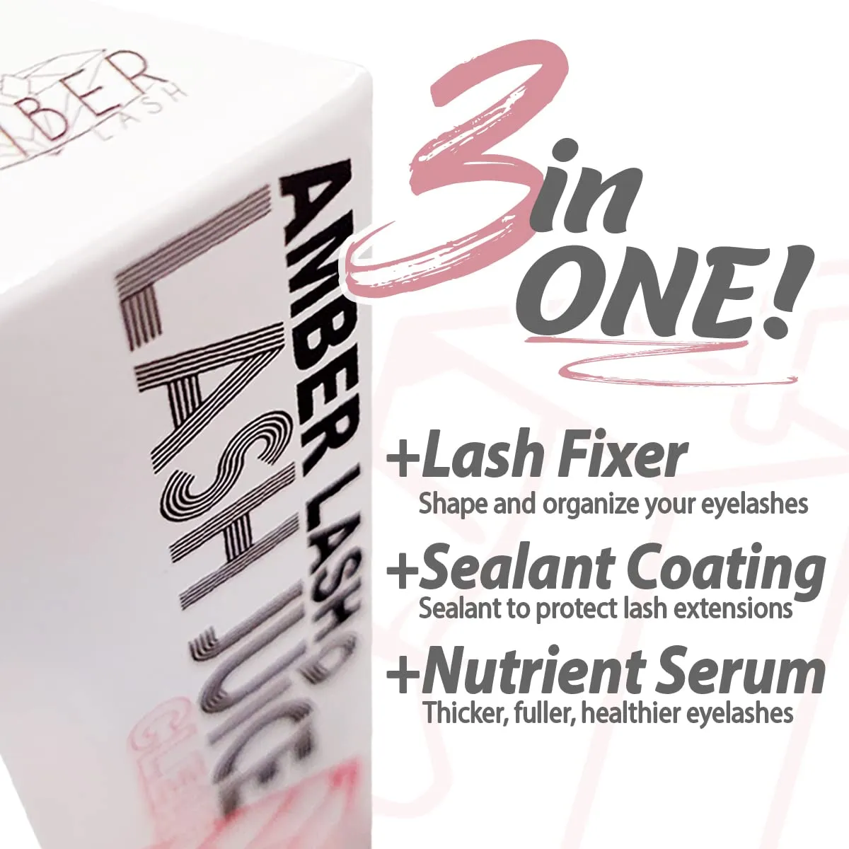 Lash Juice by Amber Lash, 3-in-1 Coating Essence and sealant for Eyelashes with Extensions and or Lift Perm, Protect and Nourish to Promote Healthy Eyelash 10ml / 0.34 fl oz Total(Double Take)