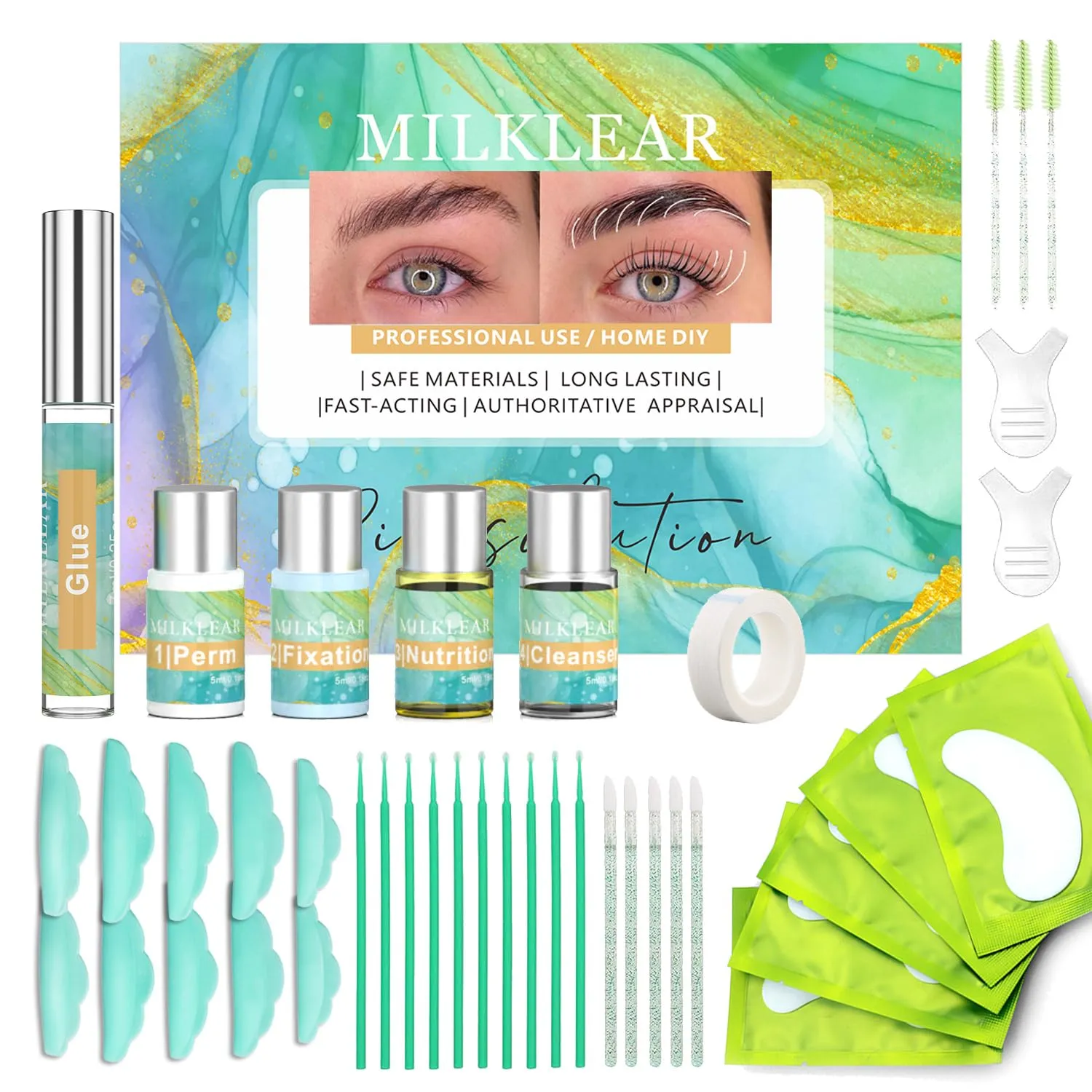 Lash Lift and brow Lamination Kit Eyelash Perm Kit Lift and Curl for Home DIY Long-Lasting 6 weeks Professional