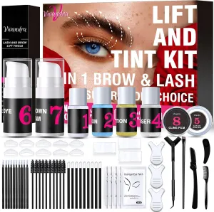 Lash Lift Kit - Brow Lamination Kit, Black & Dark Brown, Professional Eyelash & Eyebrow 6 IN 1 Super Kit, Fuller & Thicker Brows Suitable for Salon & Home Use