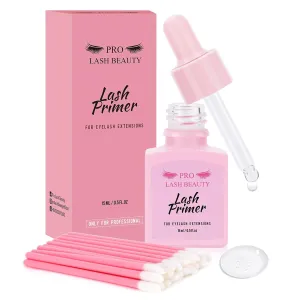 Lash Primer for Eyelash Extensions, 15ML Eyelash Primer, Lash Extension Primer Pre-Treatment Protein Clean Natural Lashes Increase Glue Bonding Retention Special Dropper (Clear, 15ml)