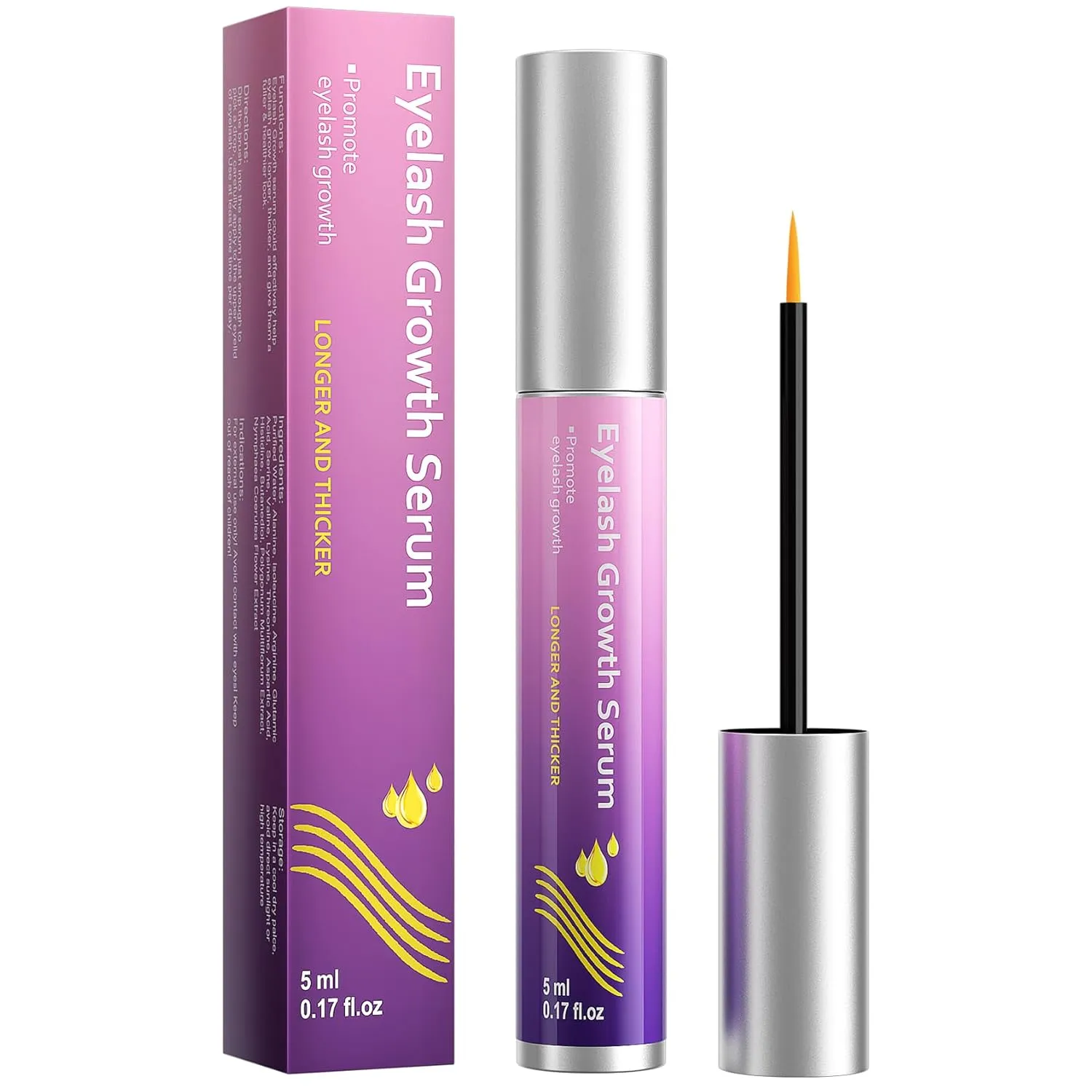 Lash Serum for Eyelash Growth：Natural & Vegan Eyelash Growth Serum for Longer, Thicker, Fuller Lashes Nourishing & Conditioning Formula - Safe for Sensitive Eyes - 5ml