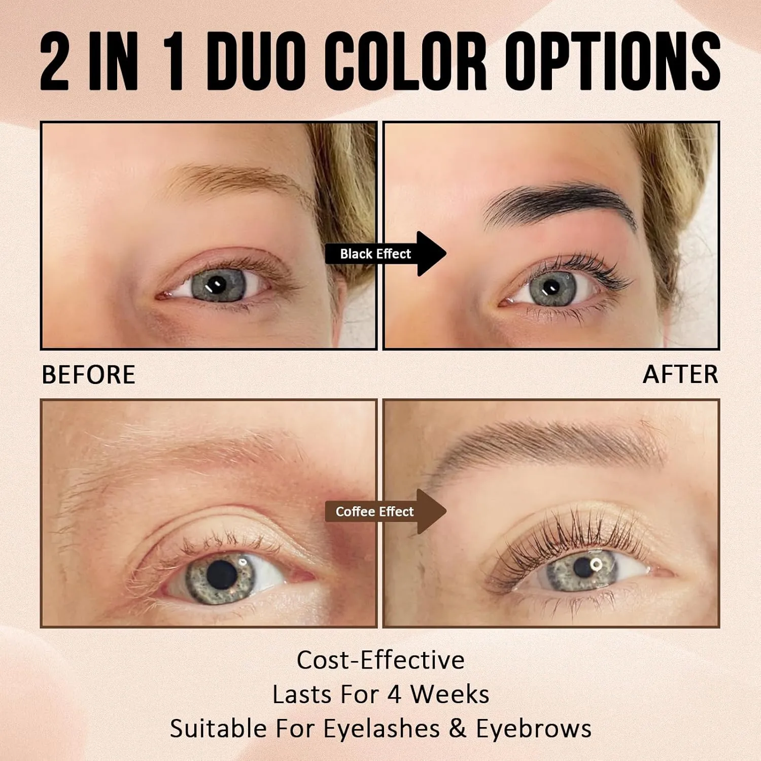 Lash Tint Eyelash Tint Kit Black Coffee Instant Volumizing Coloring for Salon Home Use, 20 Applications, Up to 4 Weeks, 15ml
