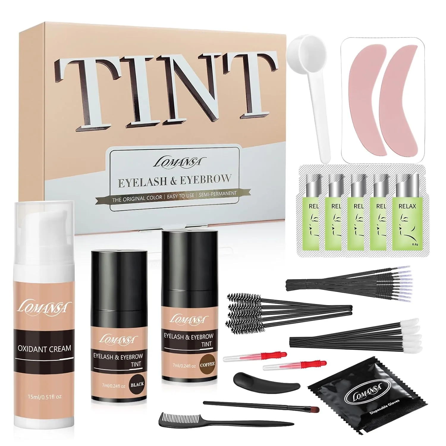 Lash Tint Eyelash Tint Kit Black Coffee Instant Volumizing Coloring for Salon Home Use, 20 Applications, Up to 4 Weeks, 15ml