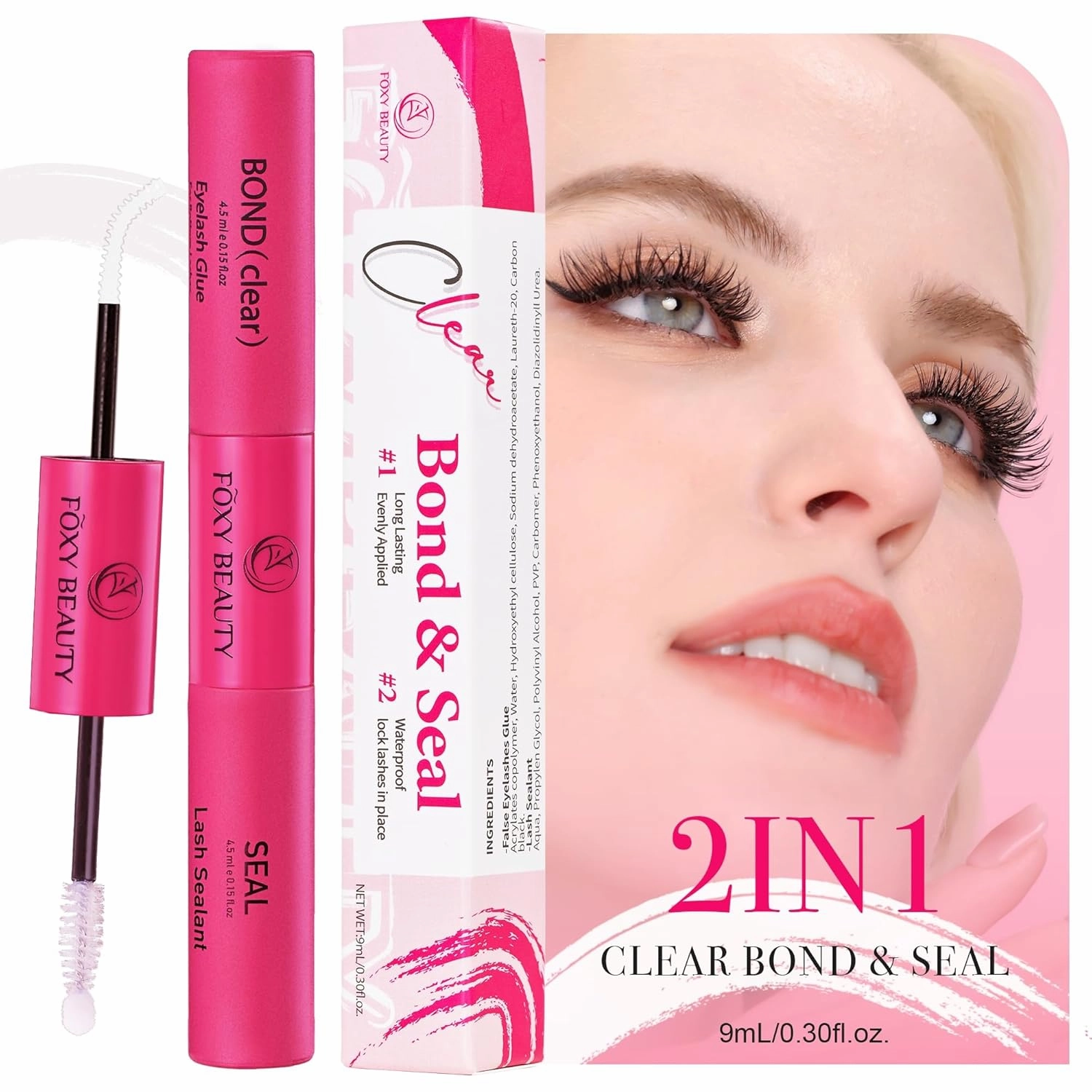 Lash Bond & Seal, Lash Bond for lash Clusters, Eyelash Cluster Glue Long-Lasting, Non-Irritating, Waterproof, 2-in-1 Bond and Seal Lash Glue for Eyelash Clusters (White Bond)