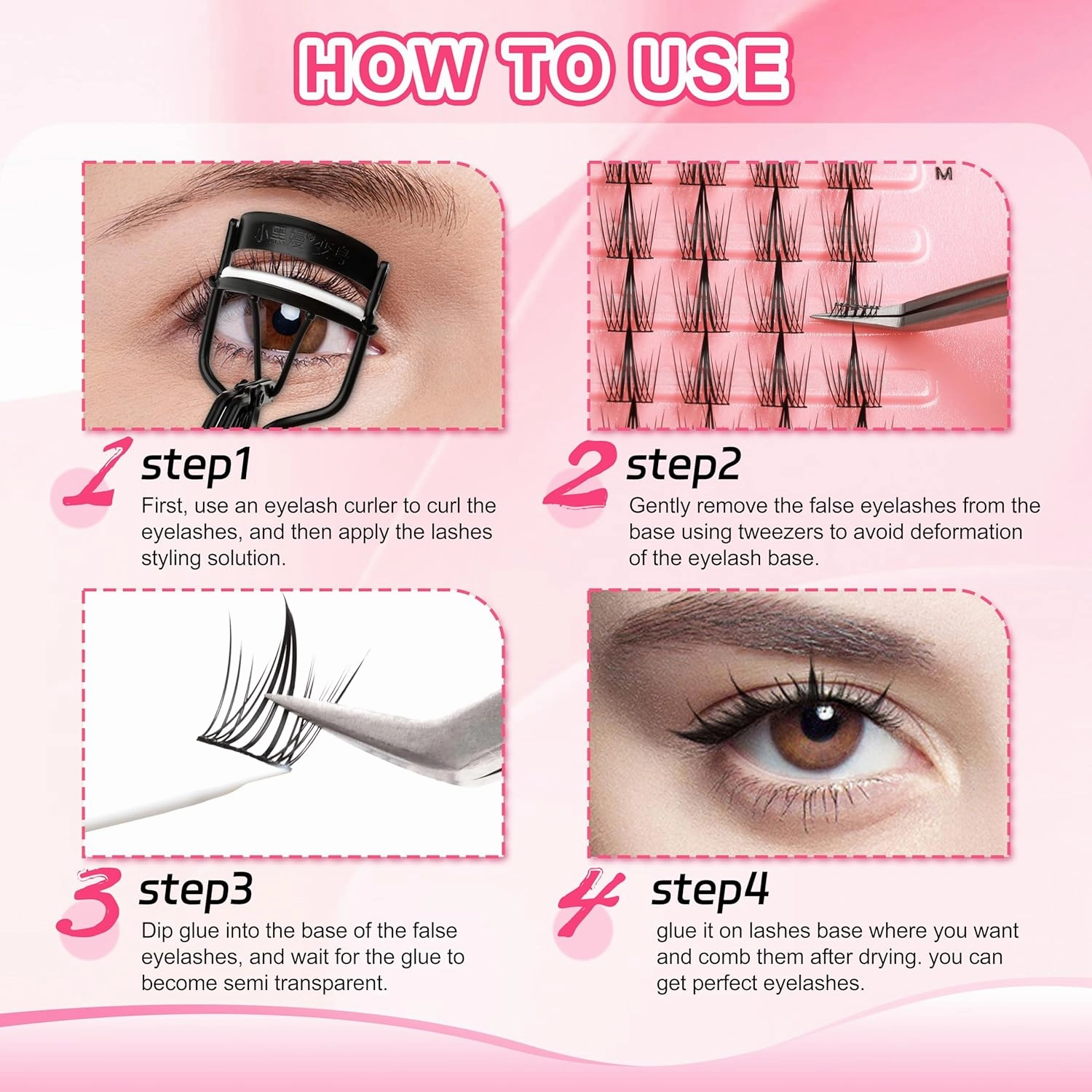 Lash Clusters HUMORGIRLS P45G 144 Pcs Cluster Lashes DIY Cluster Eyelash Extensions Individual Lashes Cluster Volume Look Super Dense Lengthening & Soft (P45G)