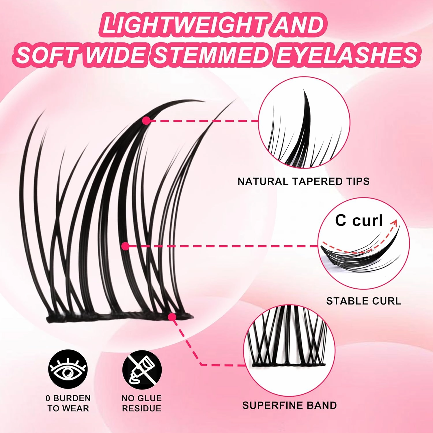 Lash Clusters HUMORGIRLS P45G 144 Pcs Cluster Lashes DIY Cluster Eyelash Extensions Individual Lashes Cluster Volume Look Super Dense Lengthening & Soft (P45G)