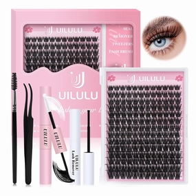 Lash Clusters Kit 8-18mm DIY Eyelash Extensions Kits 168 D Curl - 0.07D Individual Wispy Eyelashes Natural False Lashes Bond and Seal Remover Tweezers for Eye Lash Set at Home