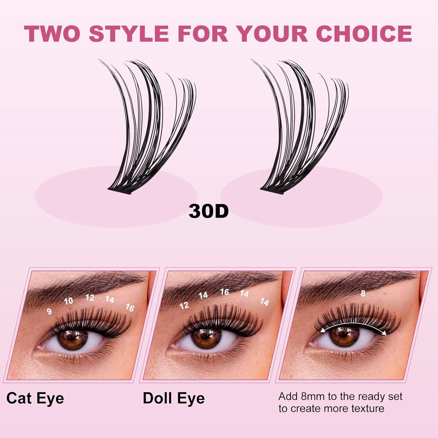 Lash Clusters Kit 9-16mm DIY Eyelash Extensions Kits 280 30D D Curl - 0.07D Individual Wispy Eyelashes Natural False Lashes Bond and Seal Remover Tweezers for Eye Lash Set at Home