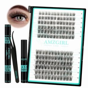 Lash Extension Kit,DIY Individual Lashes Clusters Kits,with Bond And Seal,Lash Remover For Eyelashes Extensions,Lash Applicator Tool For False Eyelash Cluster Kit 144Pcs(XP05,VINE004|set)
