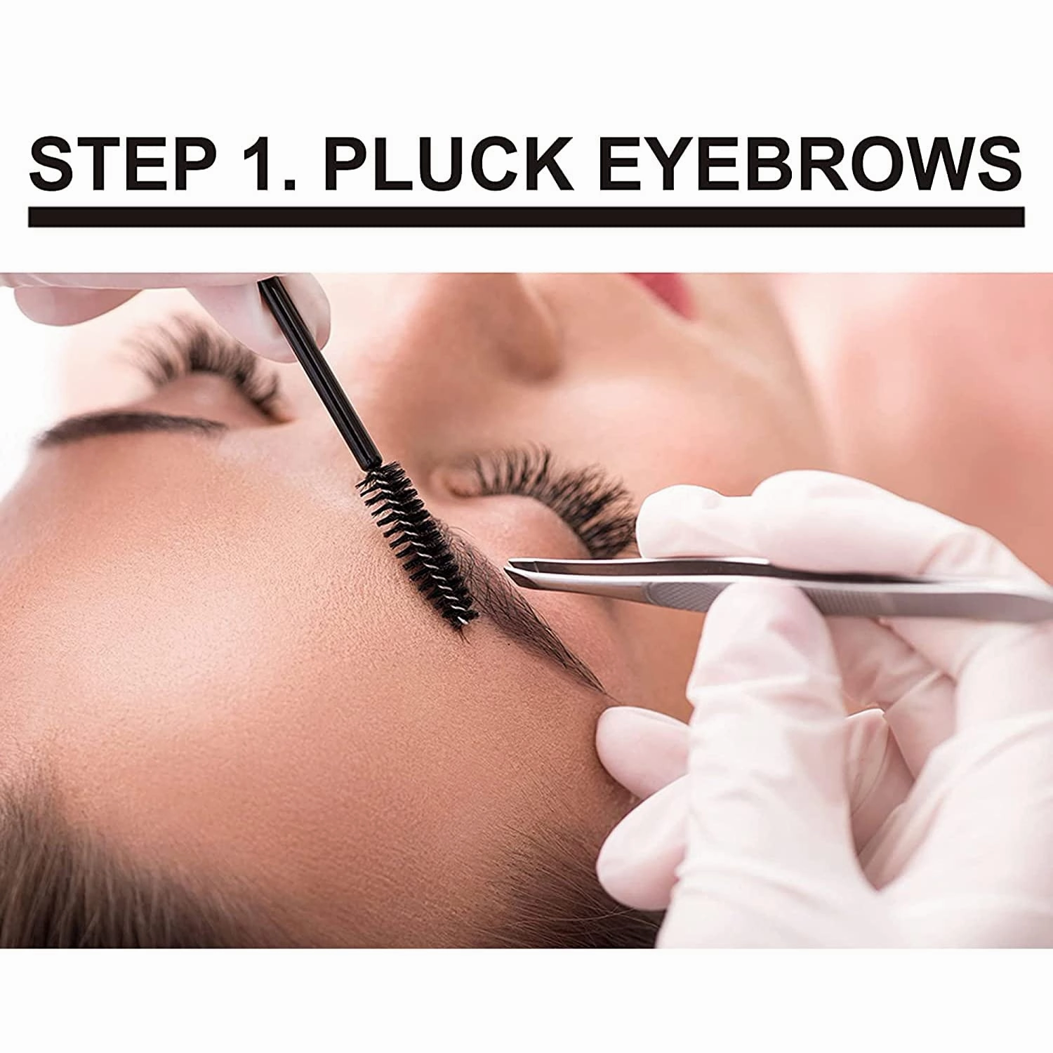 Lash Eyebrow Extensions Kit 2 Trays of Mink False Eyebrows in Black, Eyebrow Extension Glue Clear & Extension Tweezers, Comes on Mixed Length Trays 5-8 Mm Mix (2-Black, Turquoise Tweezer)