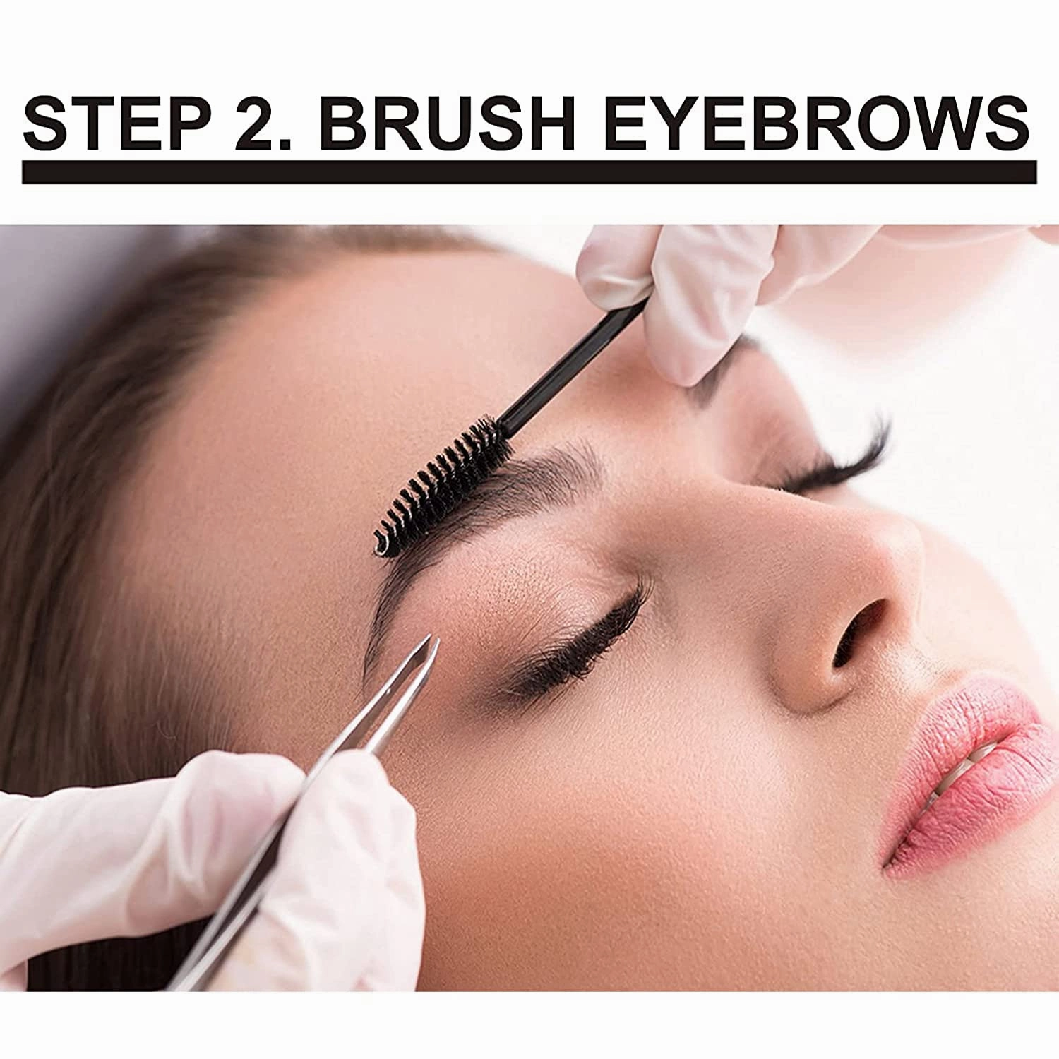Lash Eyebrow Extensions Kit 2 Trays of Mink False Eyebrows in Black, Eyebrow Extension Glue Clear & Extension Tweezers, Comes on Mixed Length Trays 5-8 Mm Mix (2-Black, Turquoise Tweezer)